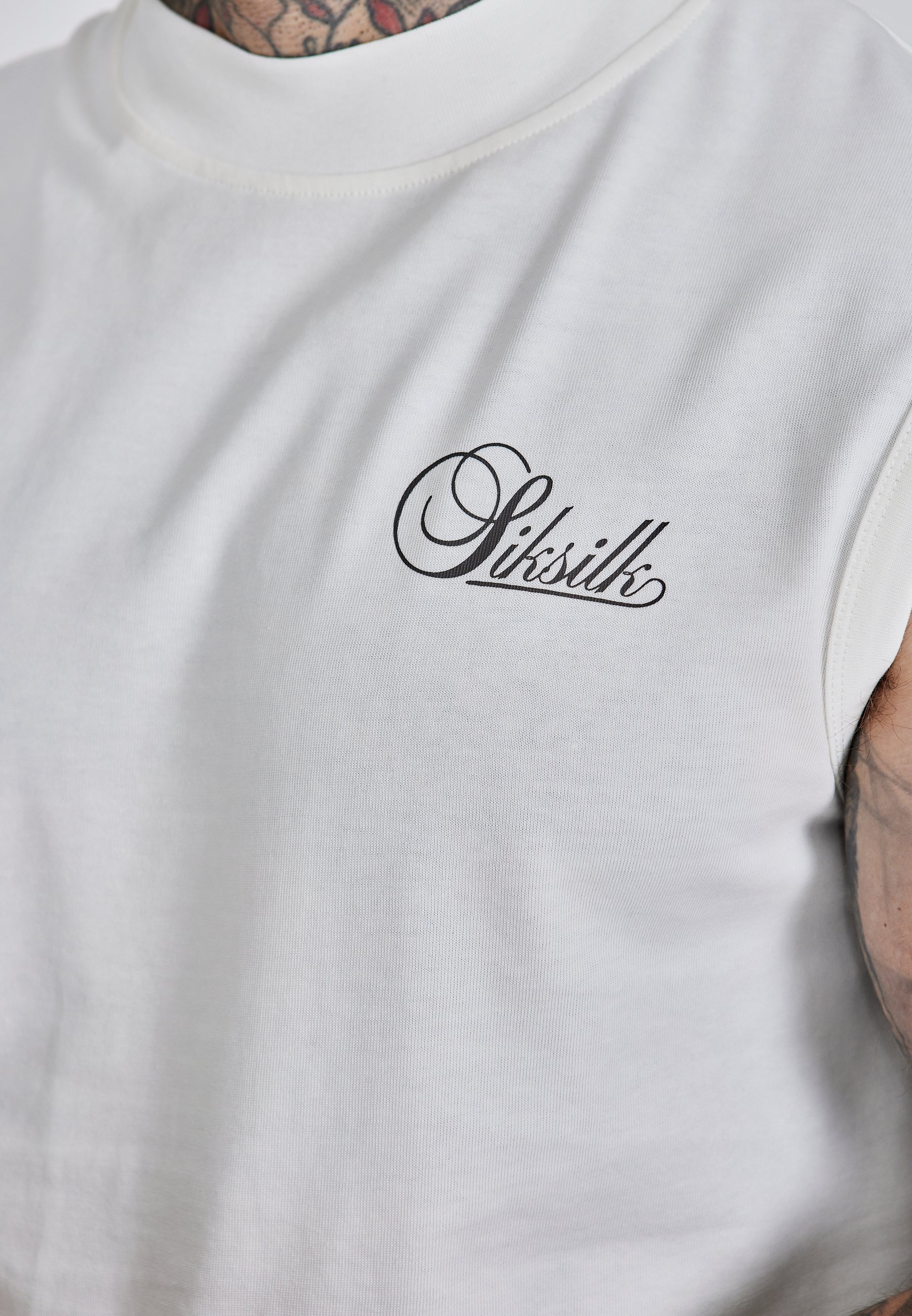 Sleeveless T-Shirt in Ecru T-Shirts SikSilk