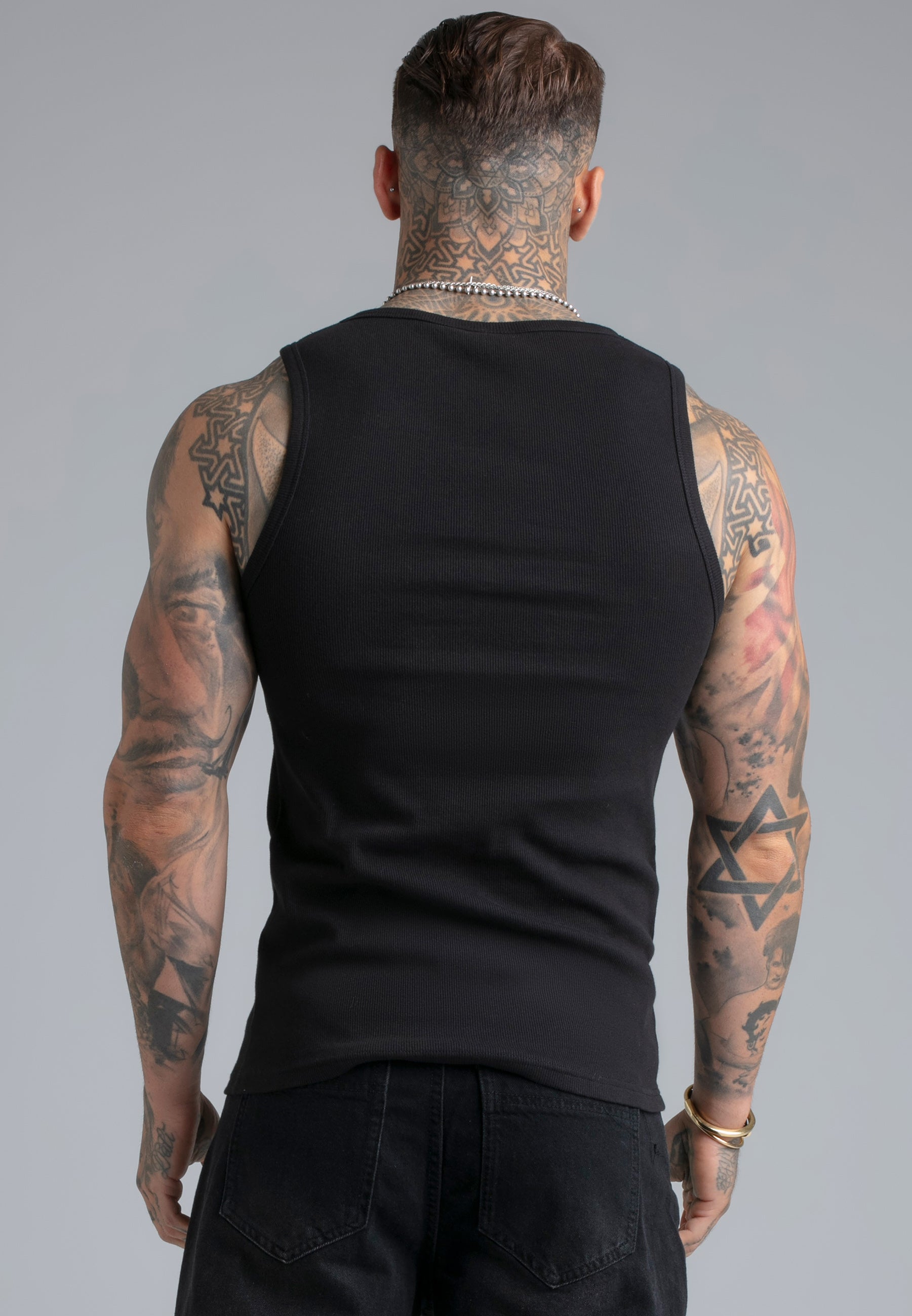 Ribbed Vest in Black T-Shirts SikSilk