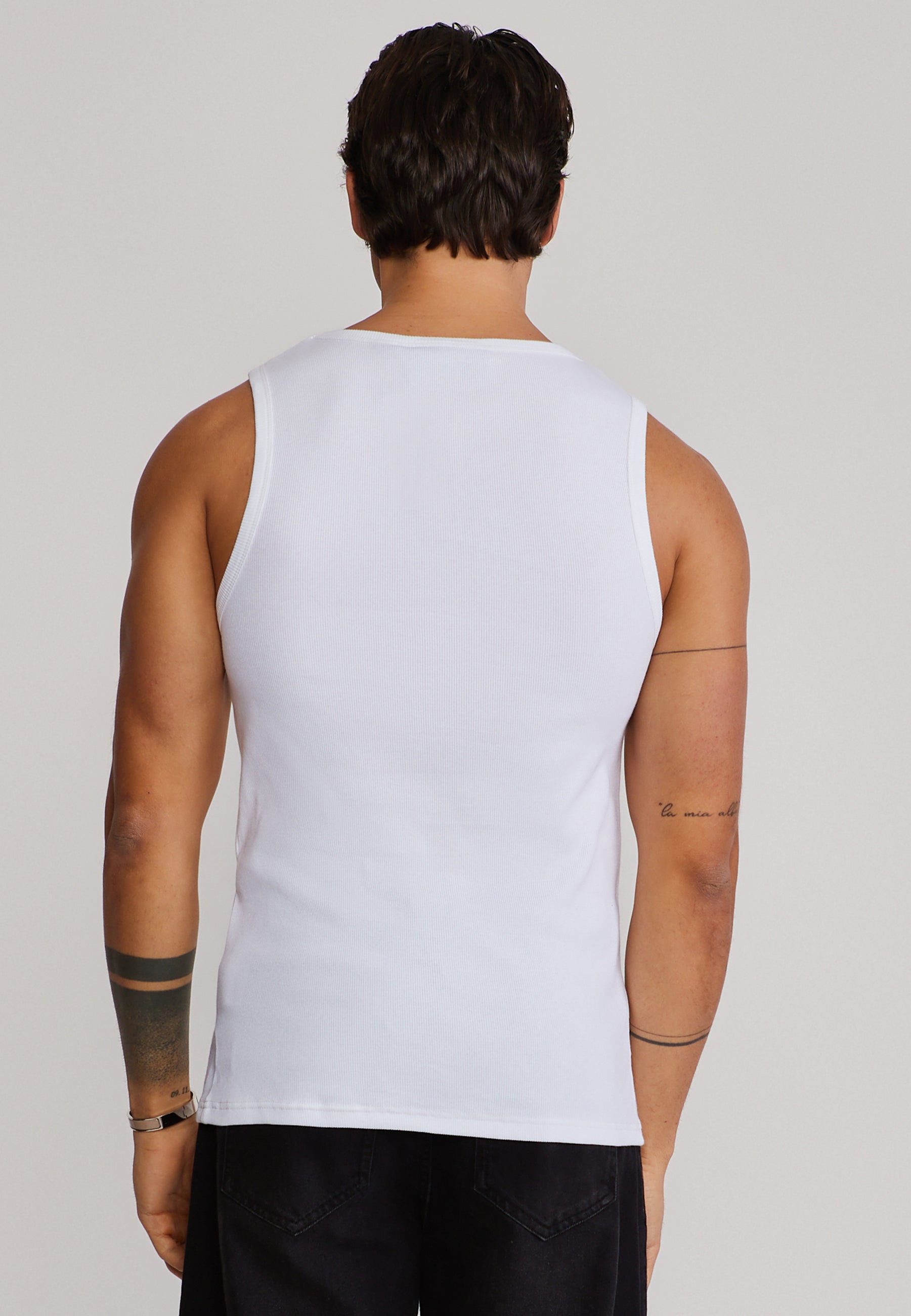 Ribbed Vest in White T-Shirts SikSilk
