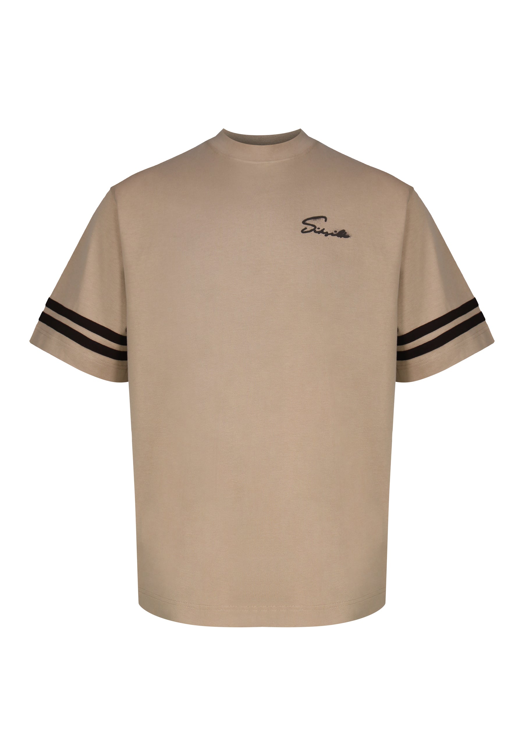 Script T-Shirt in Beige T-Shirts SikSilk
