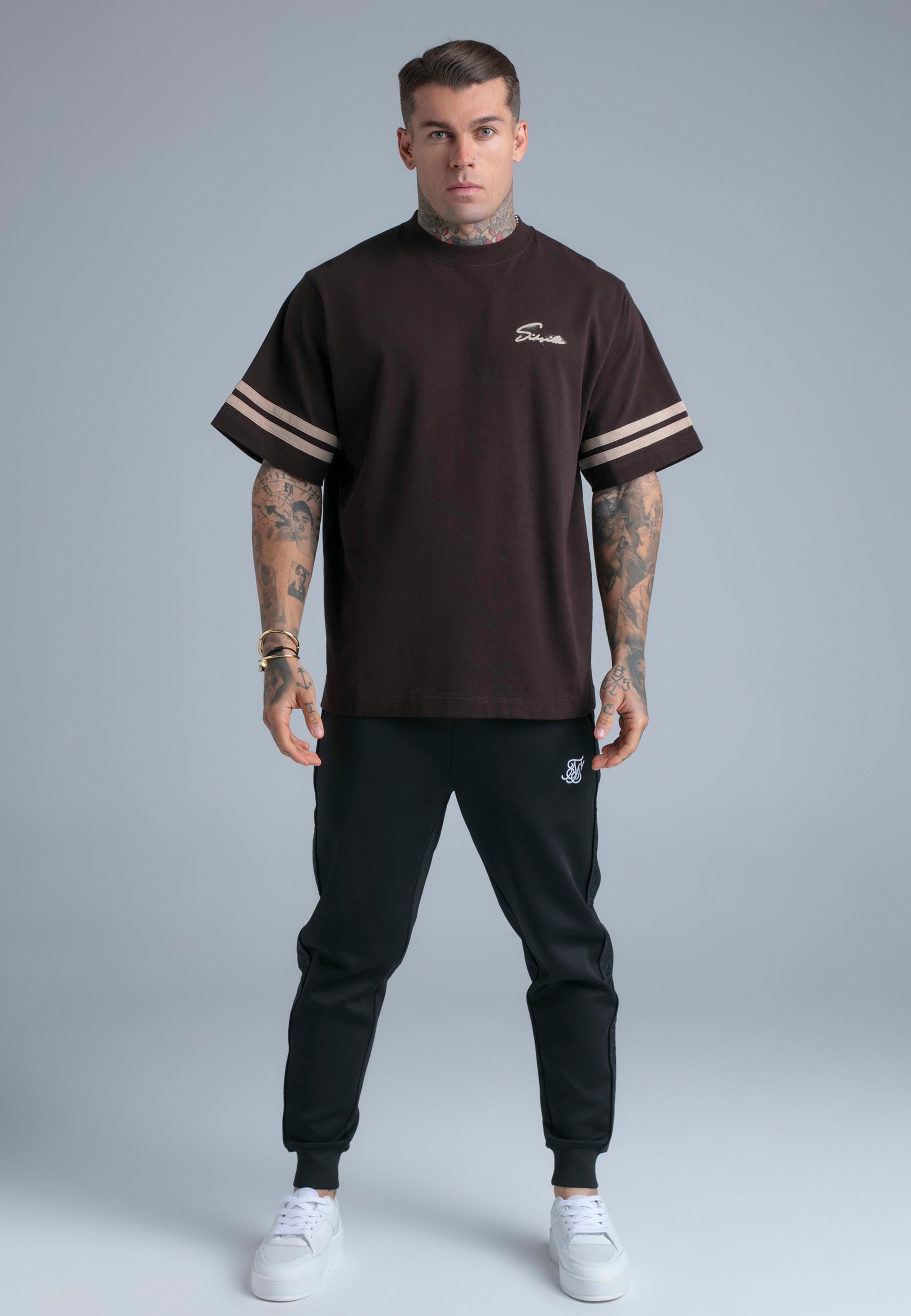 Script T-Shirt in Brown T-Shirts SikSilk