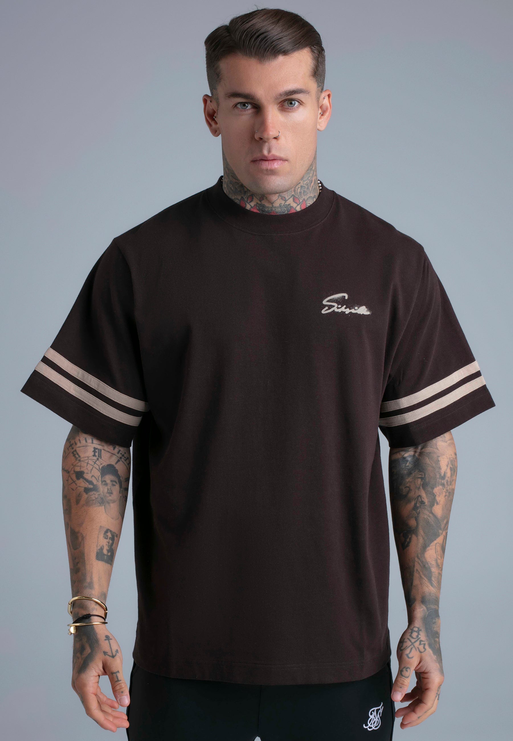 Script T-Shirt in Brown T-Shirts SikSilk