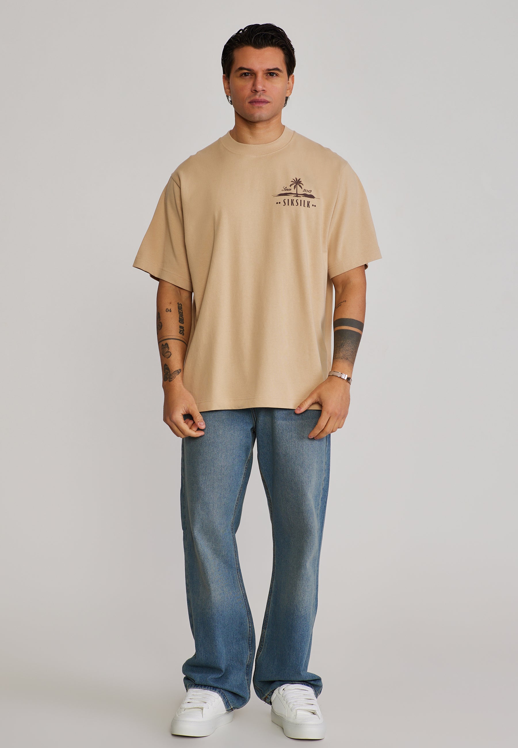 Graphic T-Shirt in Beige T-Shirts SikSilk