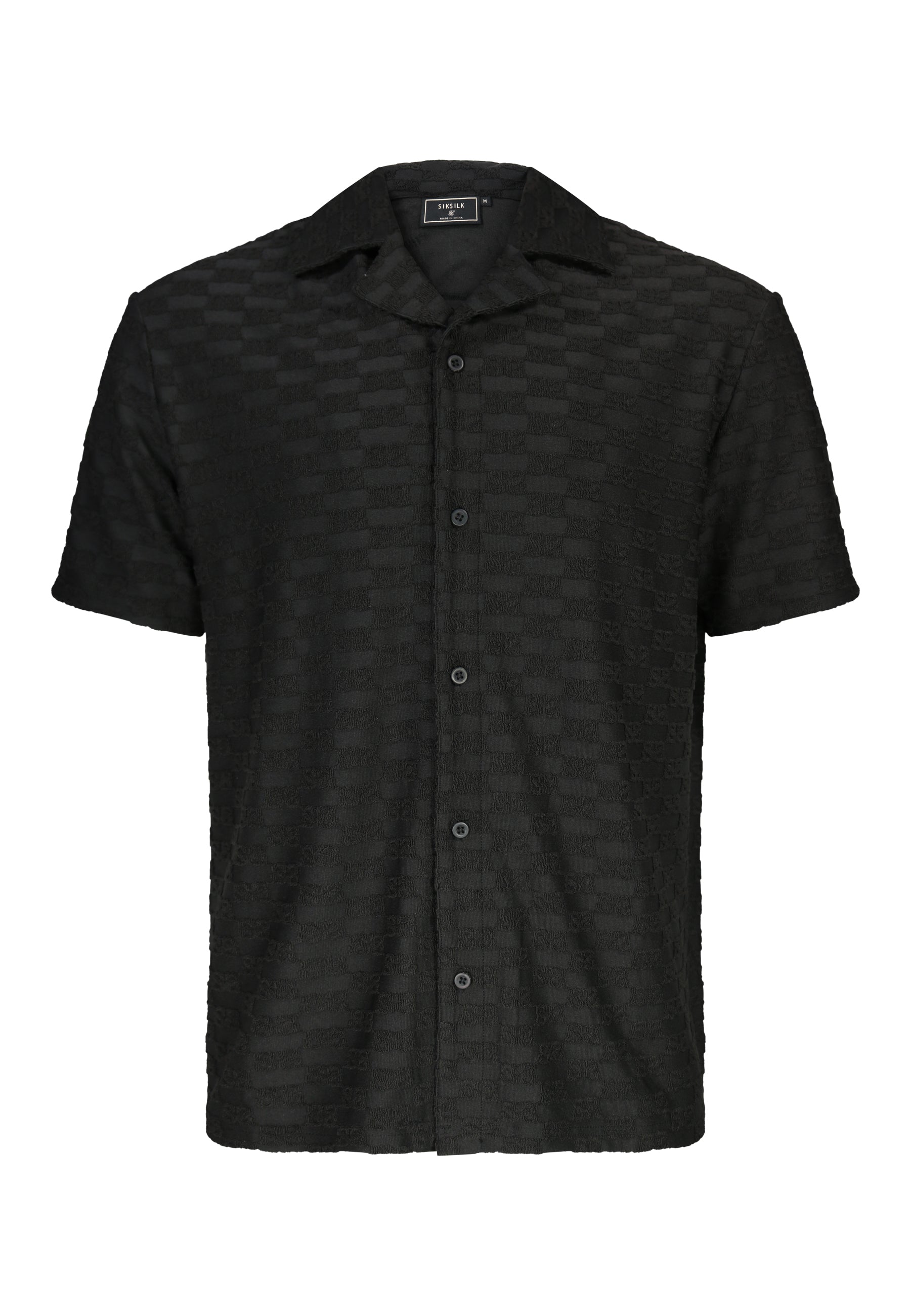 Towelling Shirt in Black Hemden SikSilk