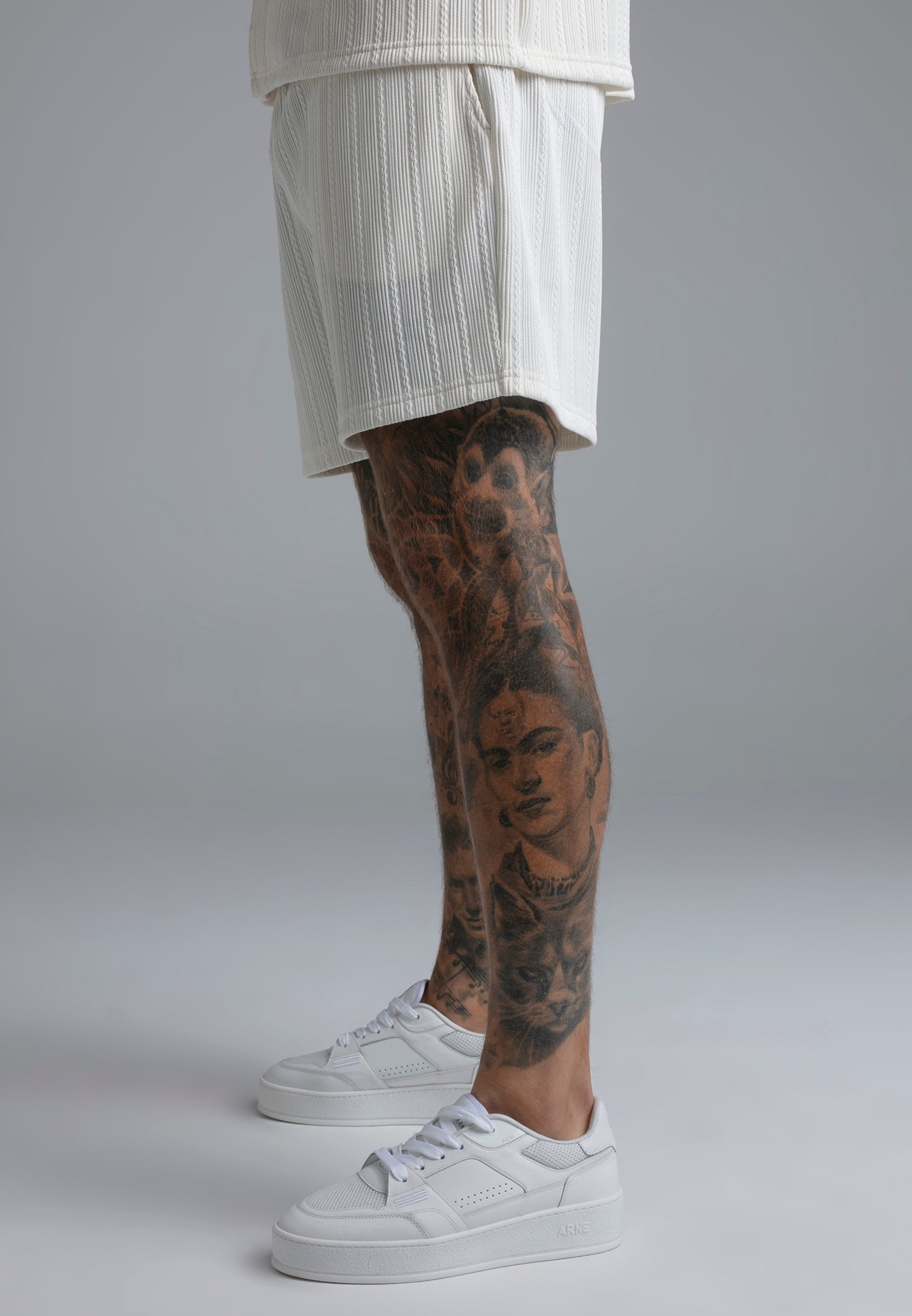 Textured Shorts in Ecru Shorts SikSilk