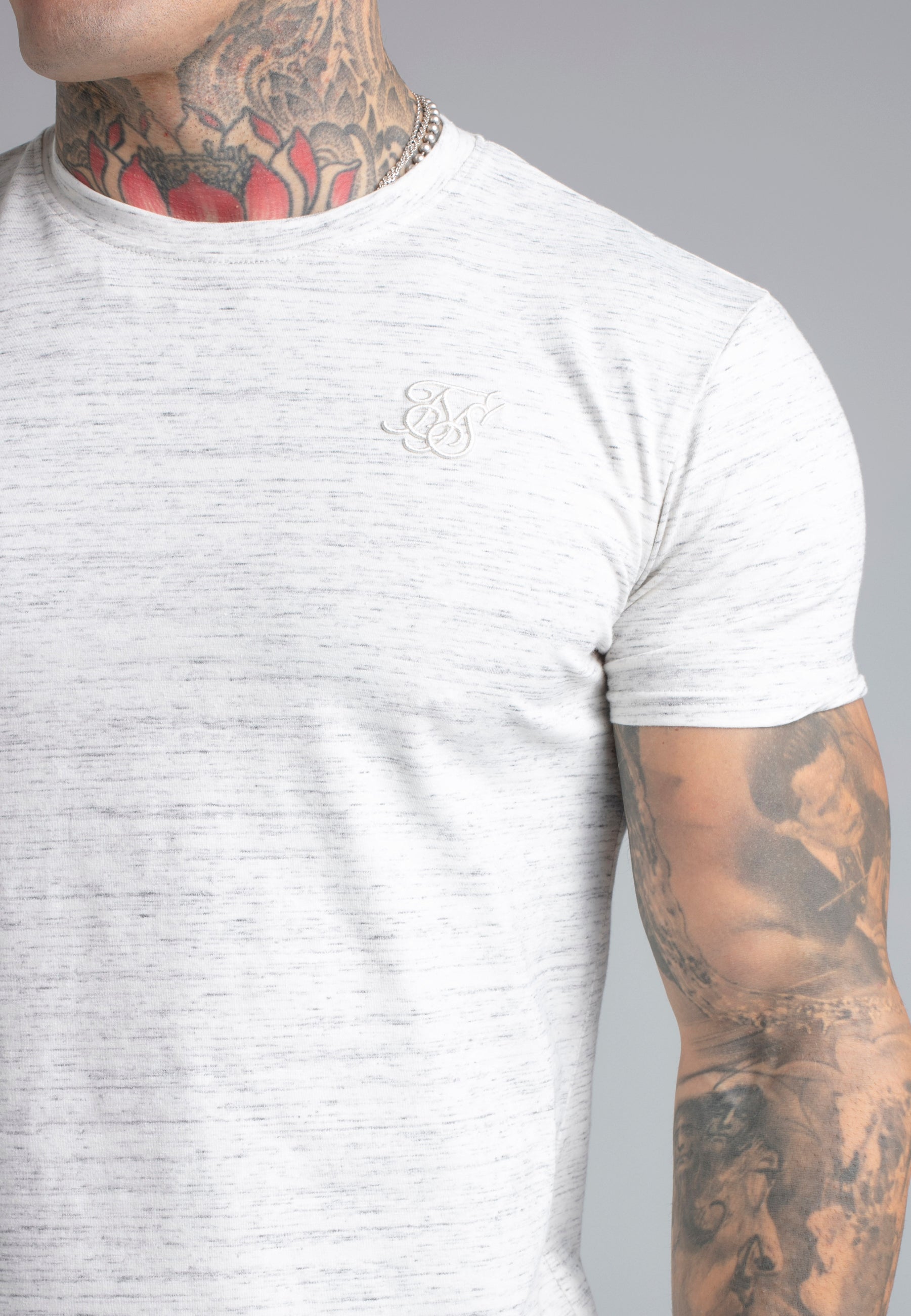 Marl T-Shirt in White T-Shirts SikSilk