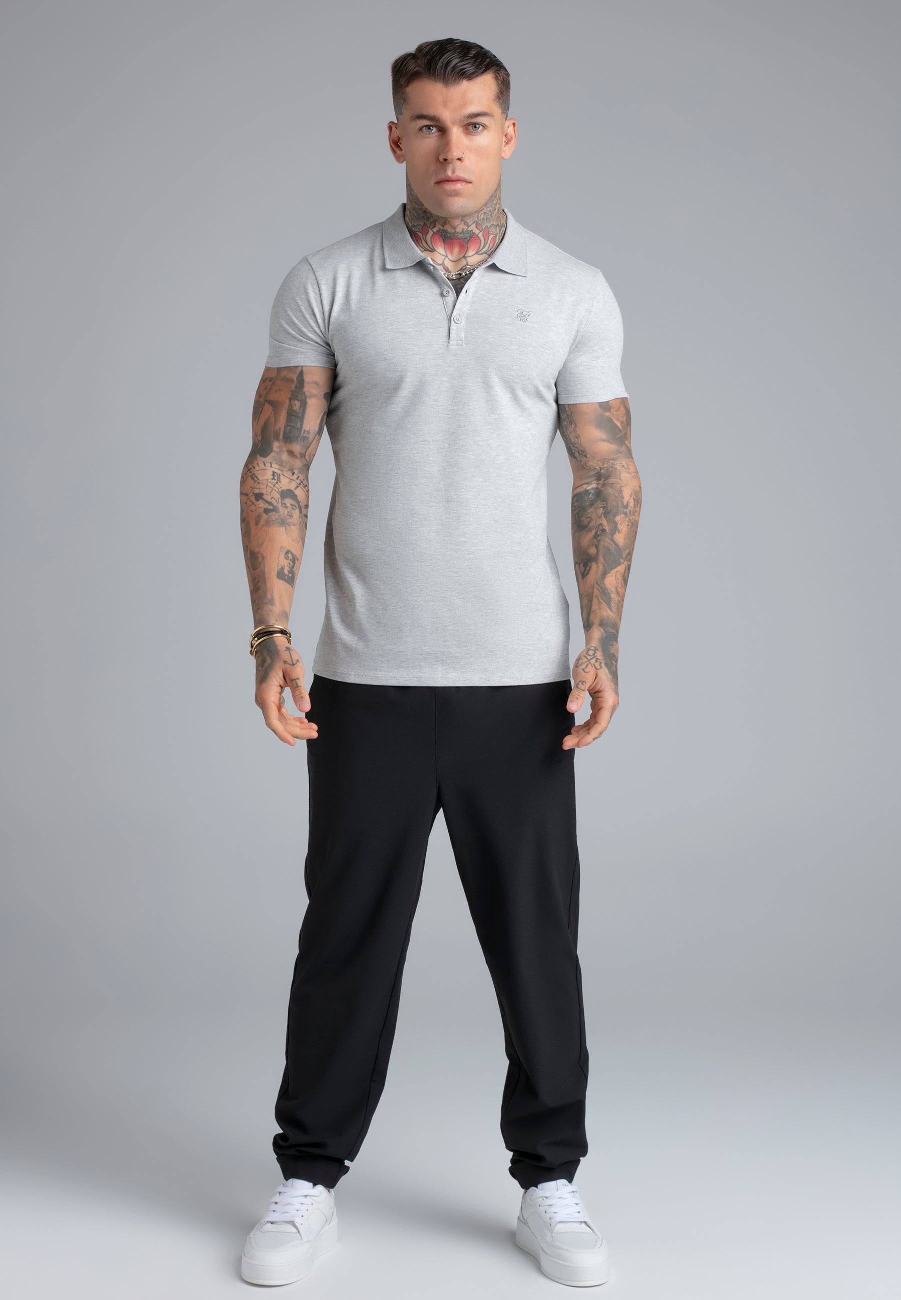 Polo T-Shirt in Grey Marl T-Shirts SikSilk