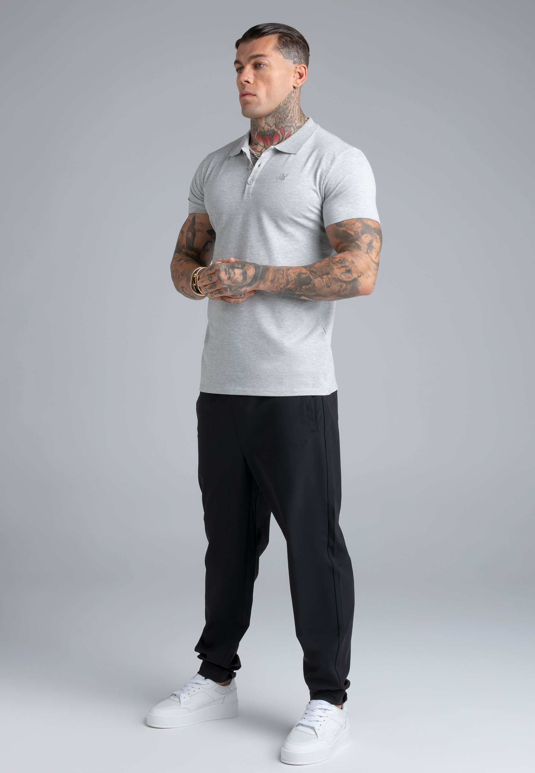 Polo T-Shirt in Grey Marl T-Shirts SikSilk