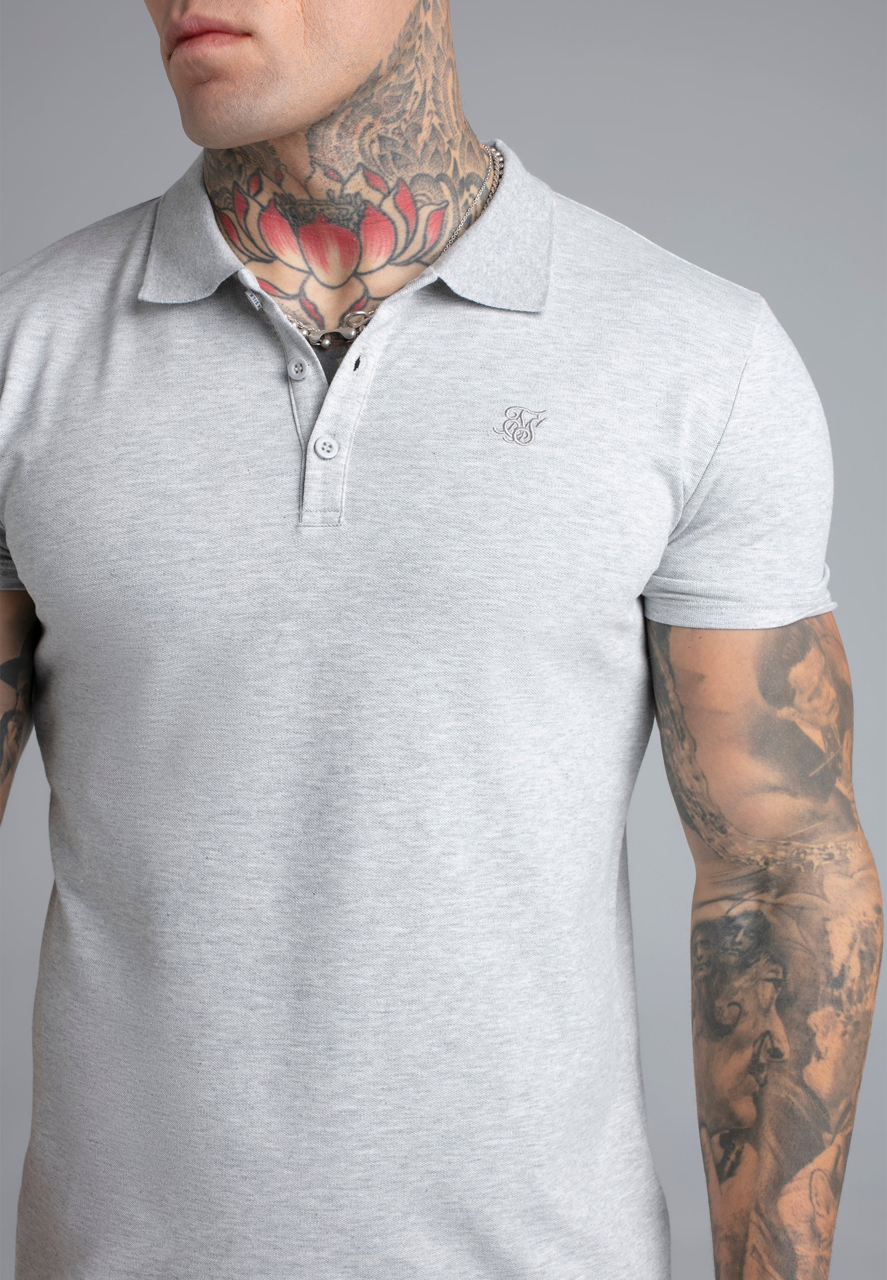 Polo T-Shirt in Grey Marl T-Shirts SikSilk