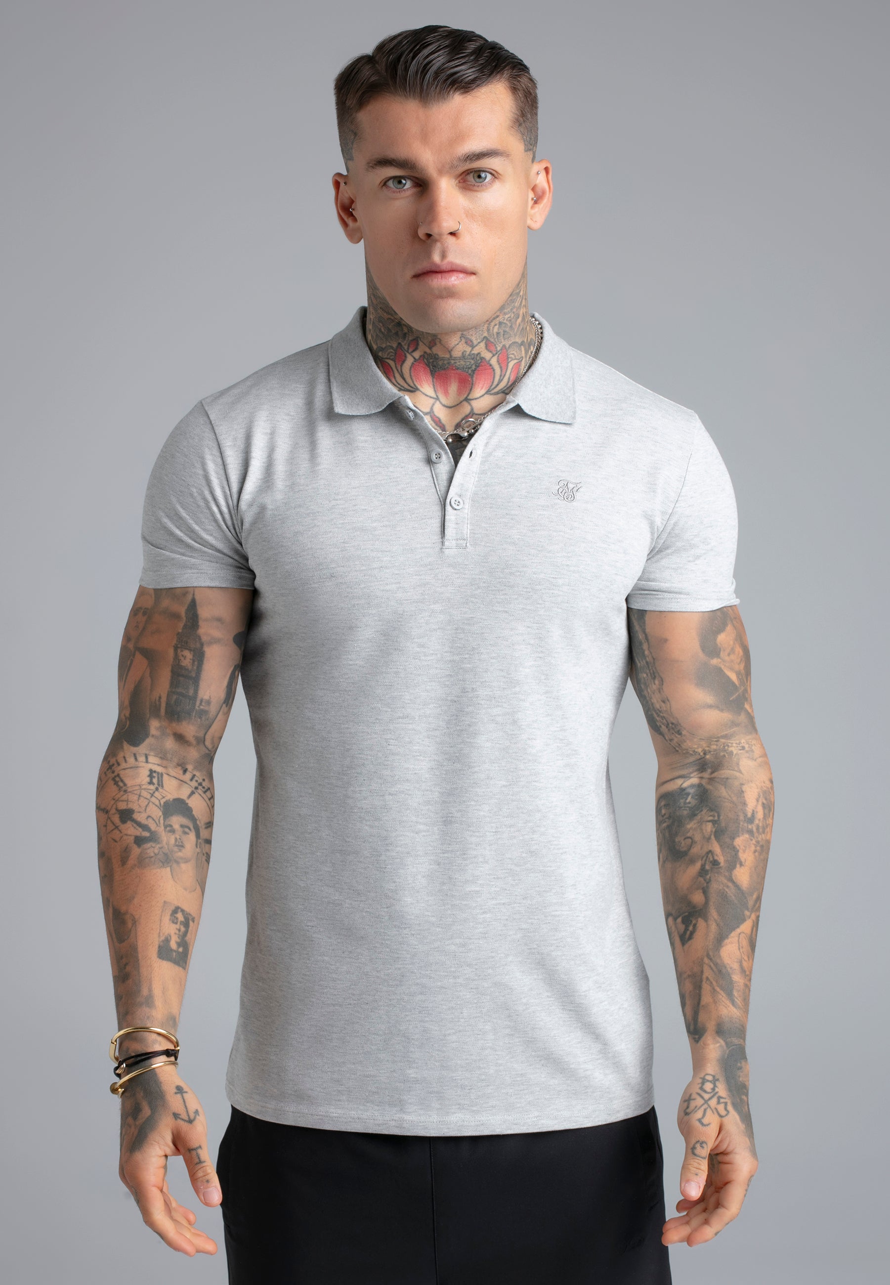Polo T-Shirt in Grey Marl T-Shirts SikSilk