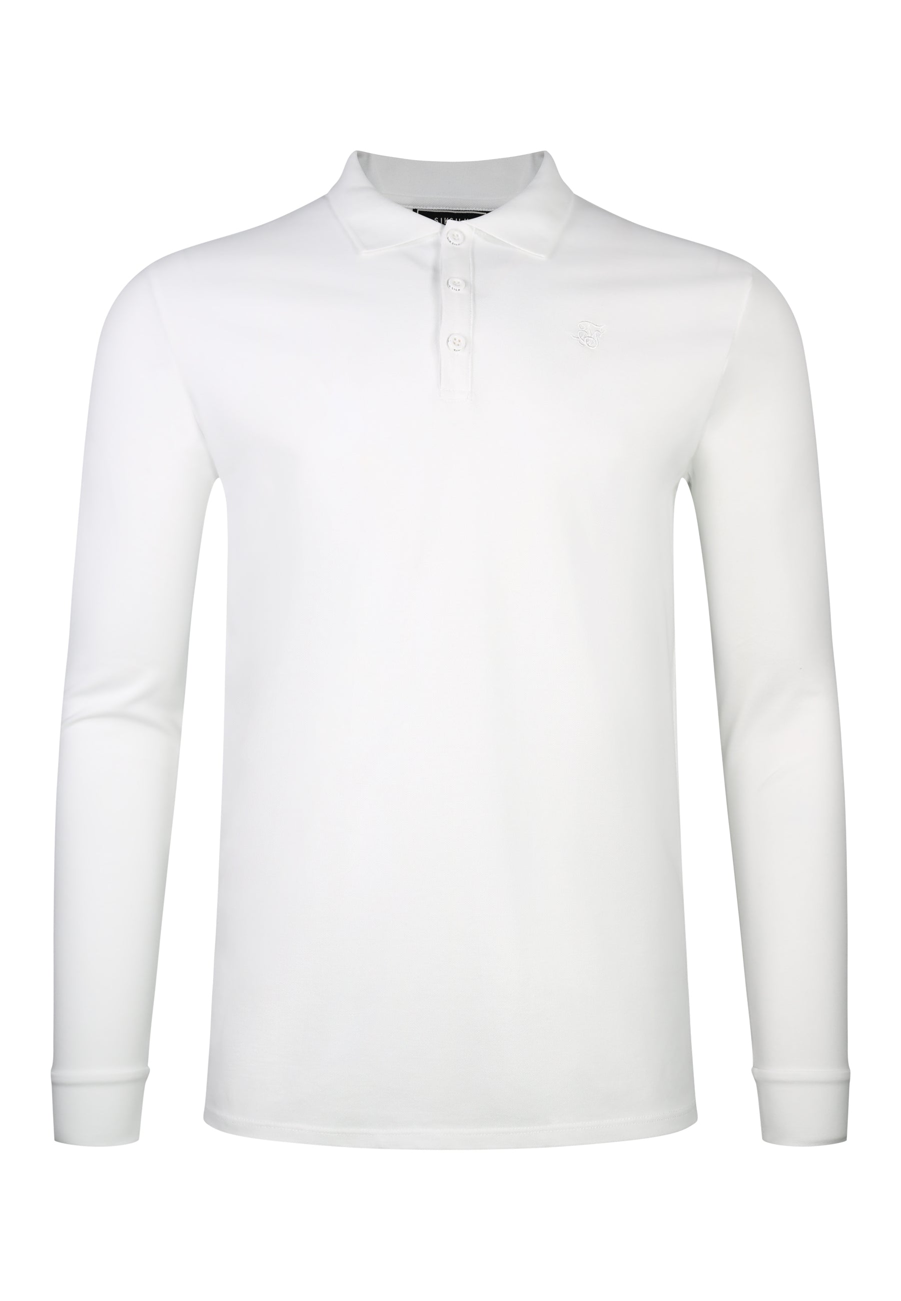 LS Button Polo in White T-Shirts SikSilk