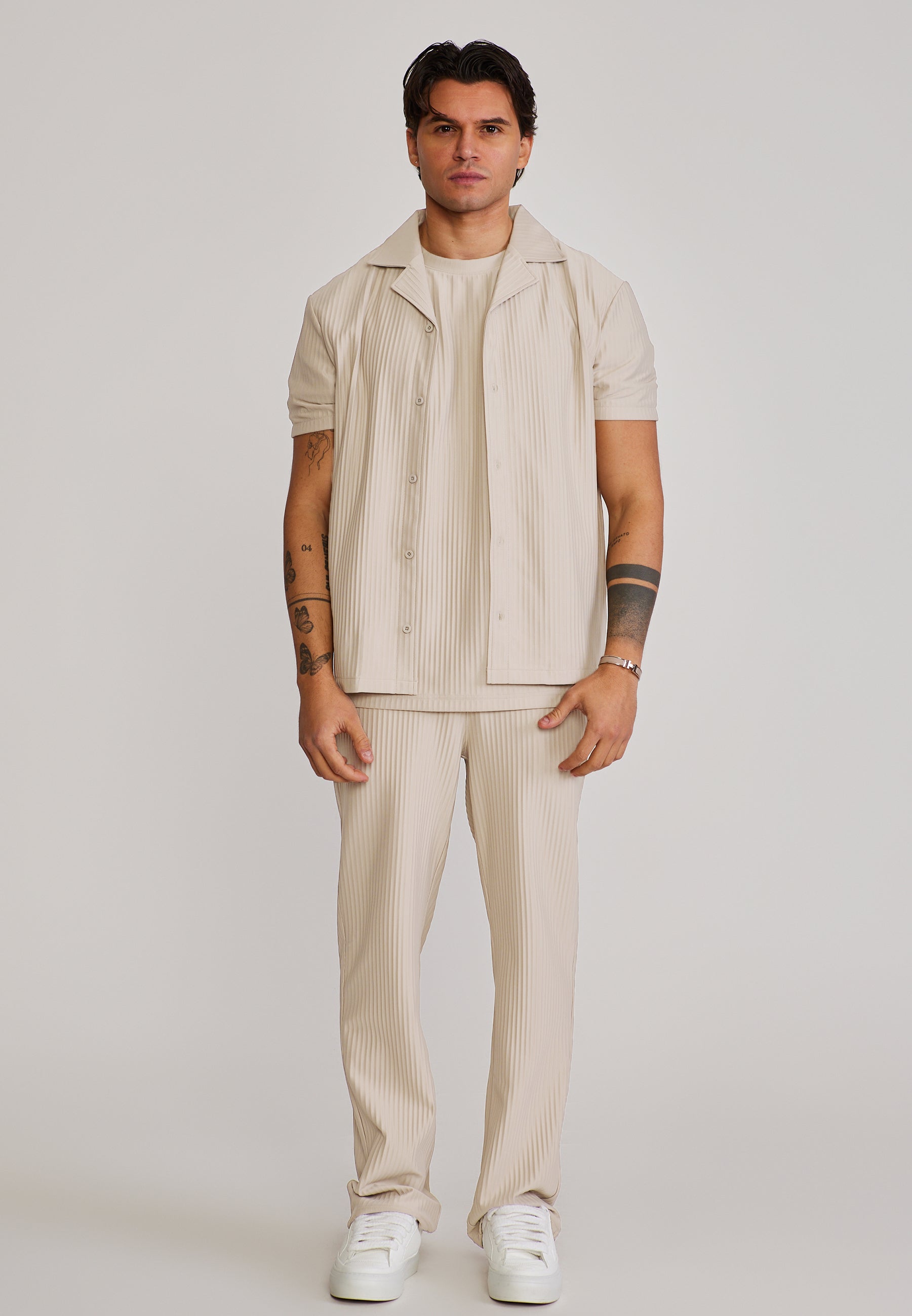 Plisse Shirt in Ecru Hemden SikSilk