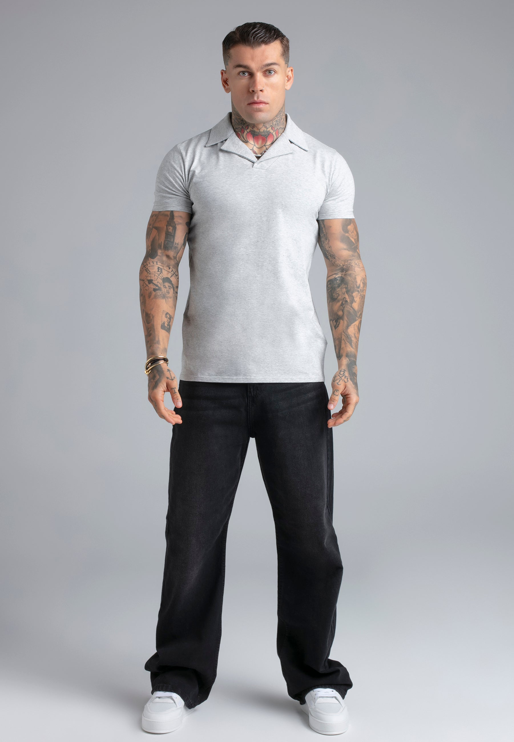 Revere Polo in Grey Marl T-Shirts SikSilk