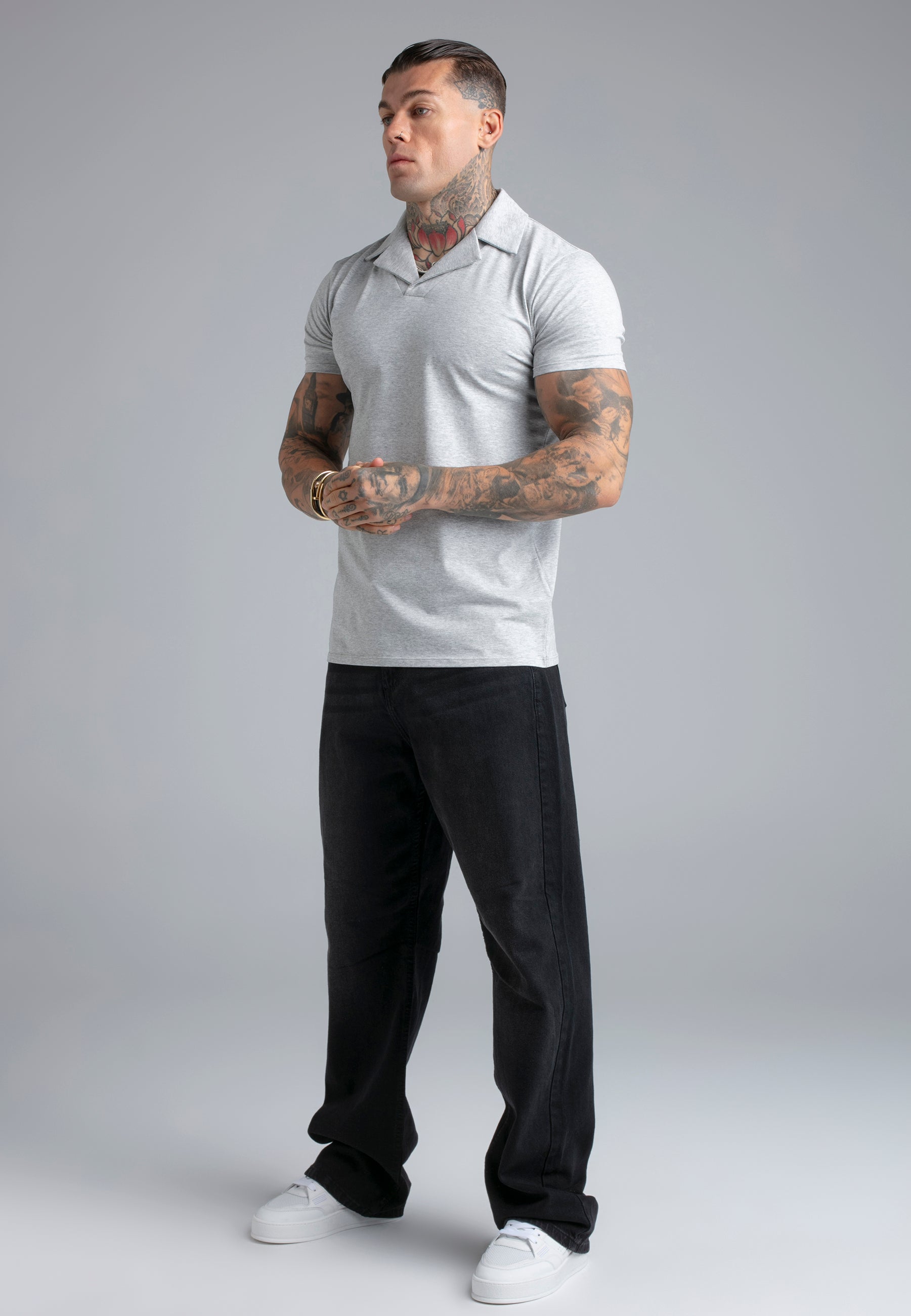 Revere Polo in Grey Marl T-Shirts SikSilk