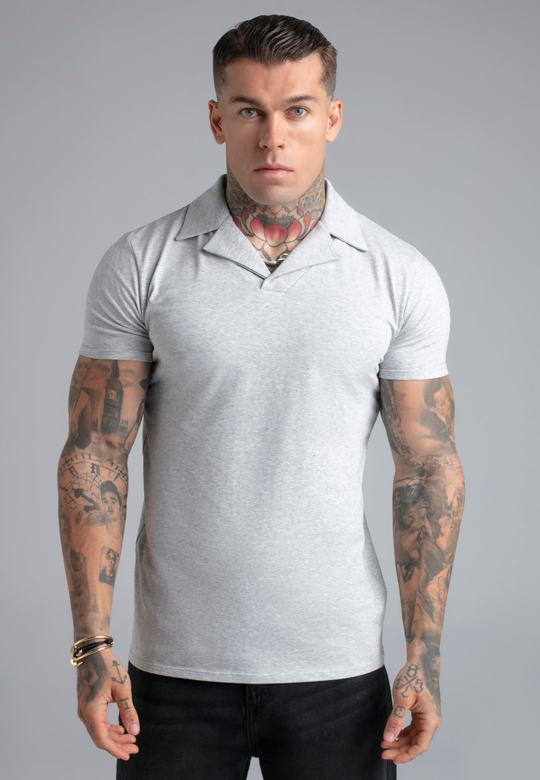Revere Polo in Grey Marl T-Shirts SikSilk
