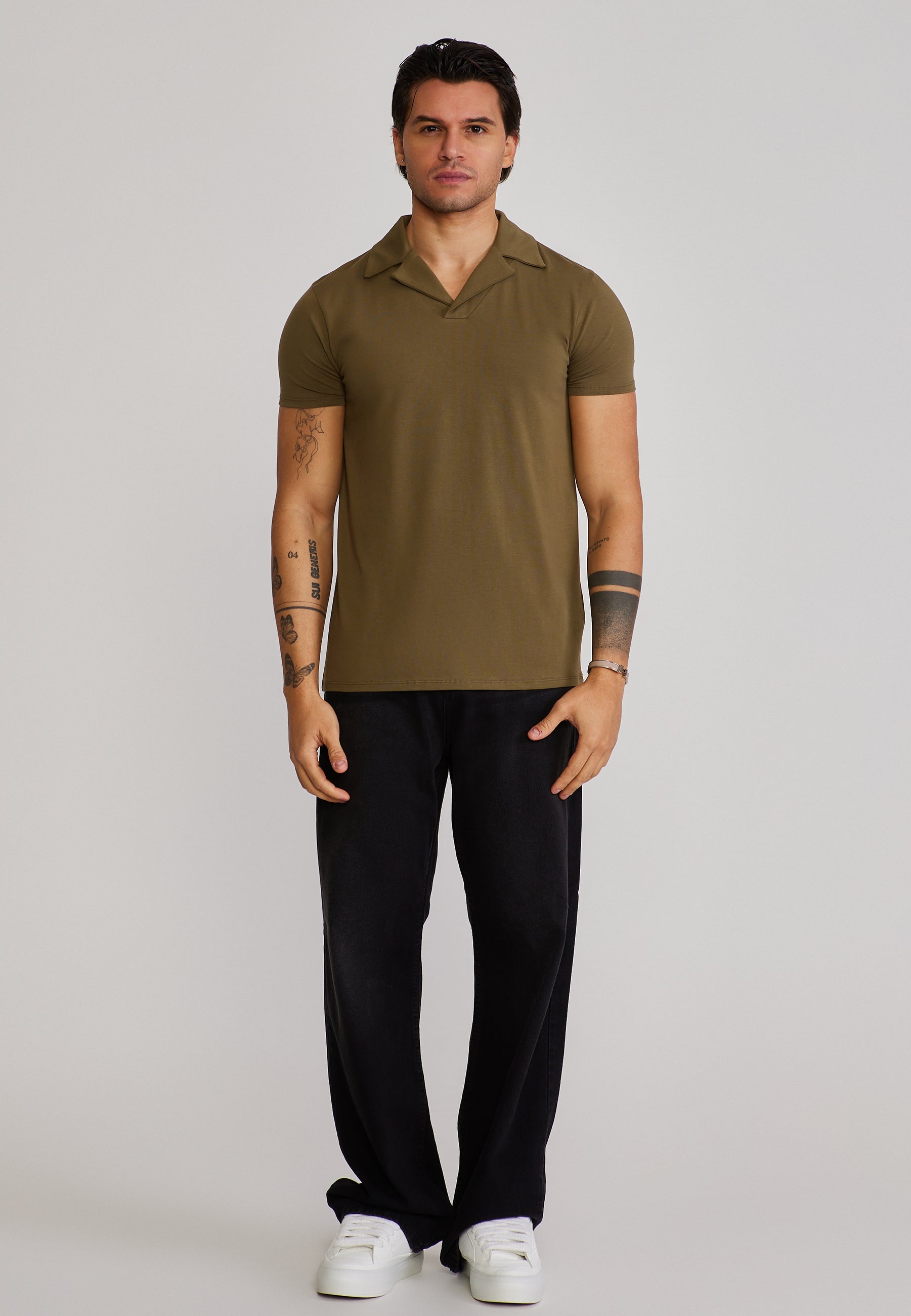 Revere Polo in Khaki Green T-Shirts SikSilk