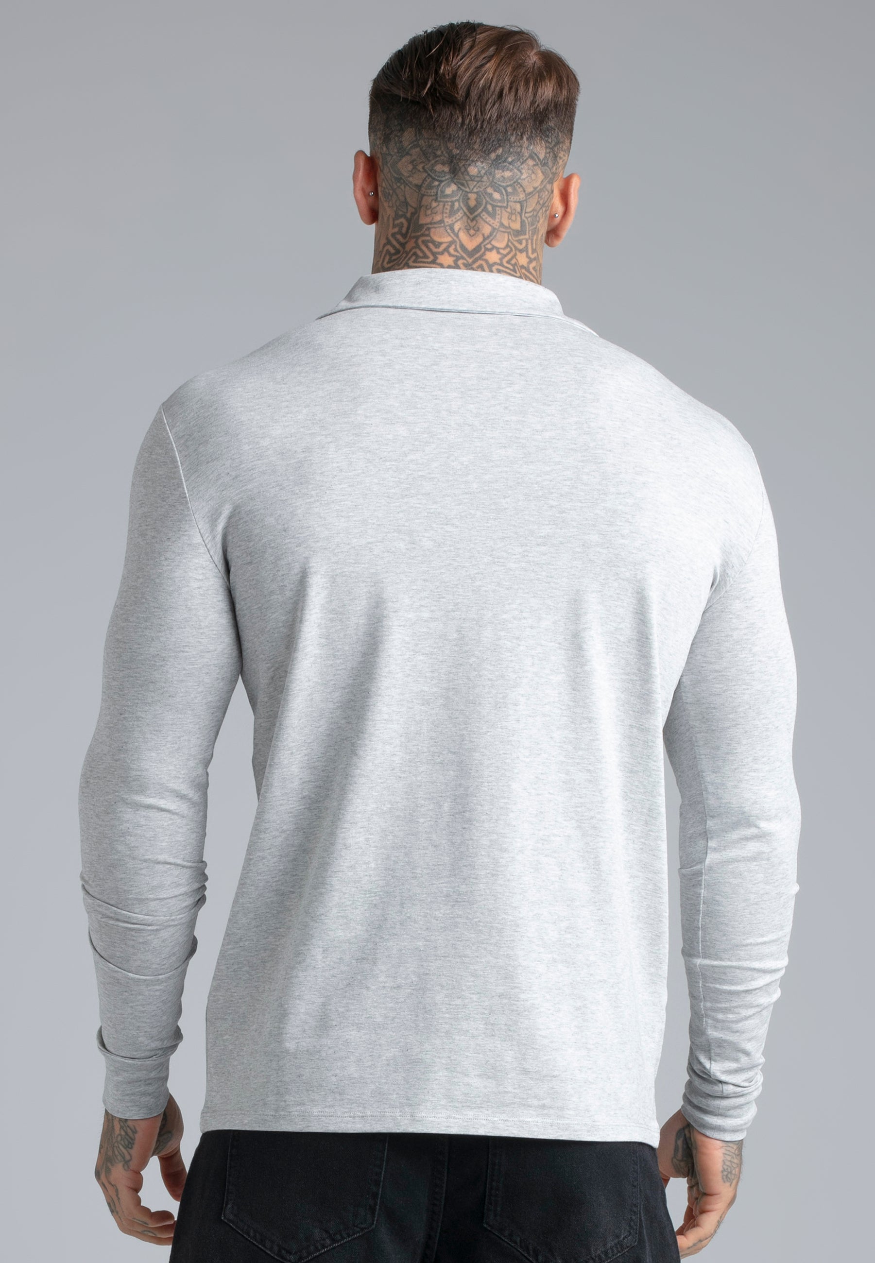 LS Revere Polo in Grey Marl T-Shirts SikSilk