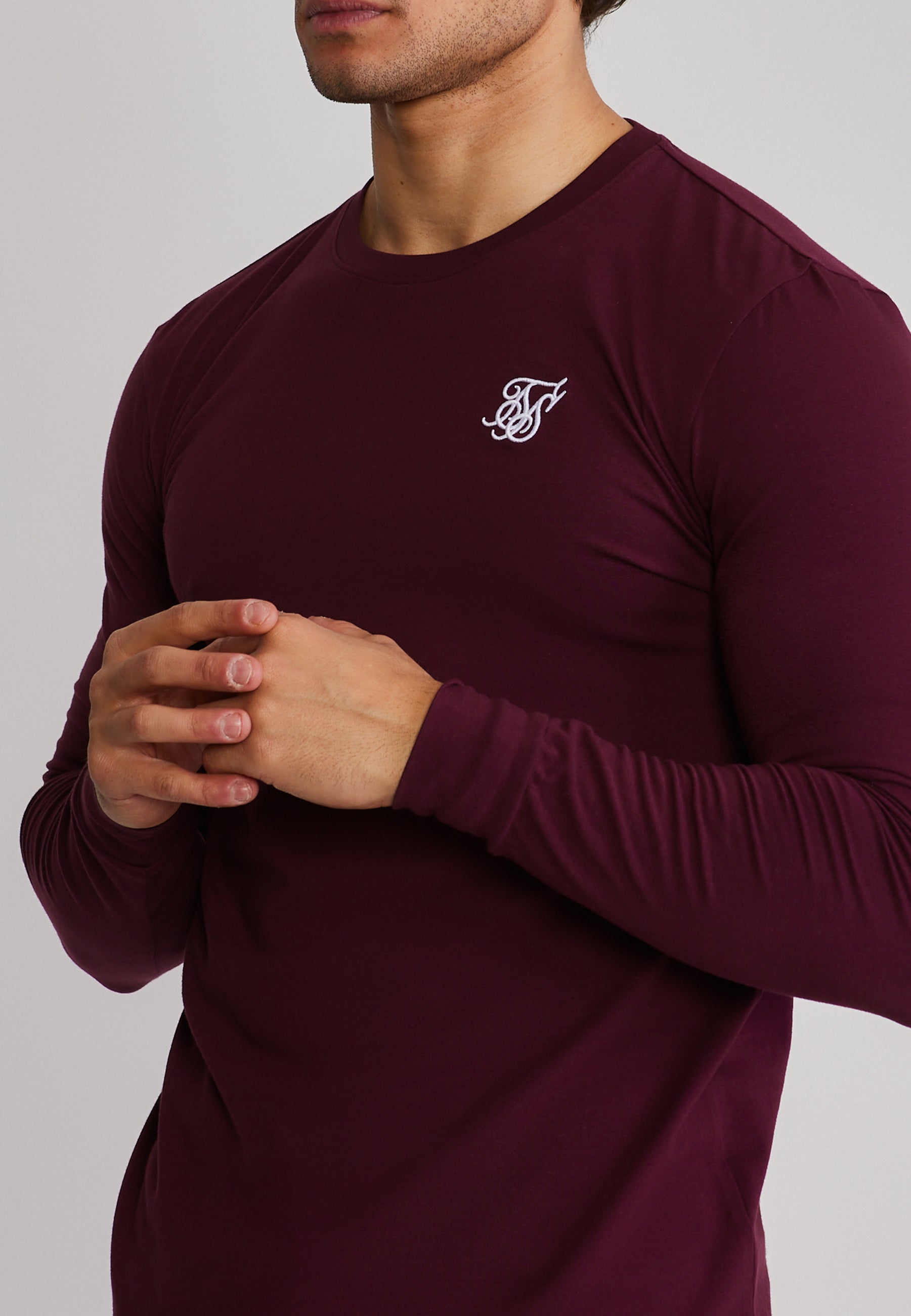 Essentials LS T-Shirt in Burgundy T-Shirts SikSilk