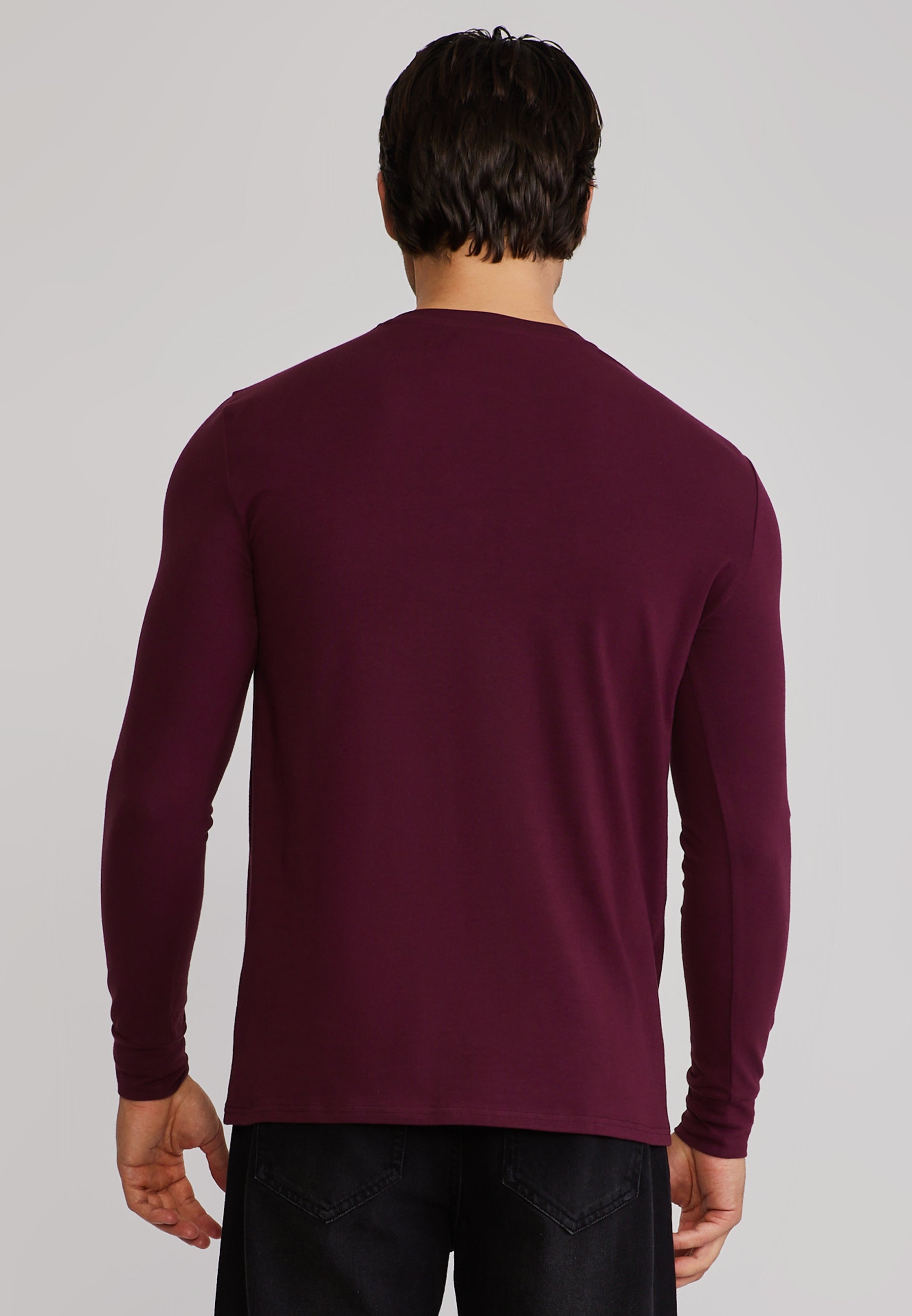 Essentials LS T-Shirt in Burgundy T-Shirts SikSilk