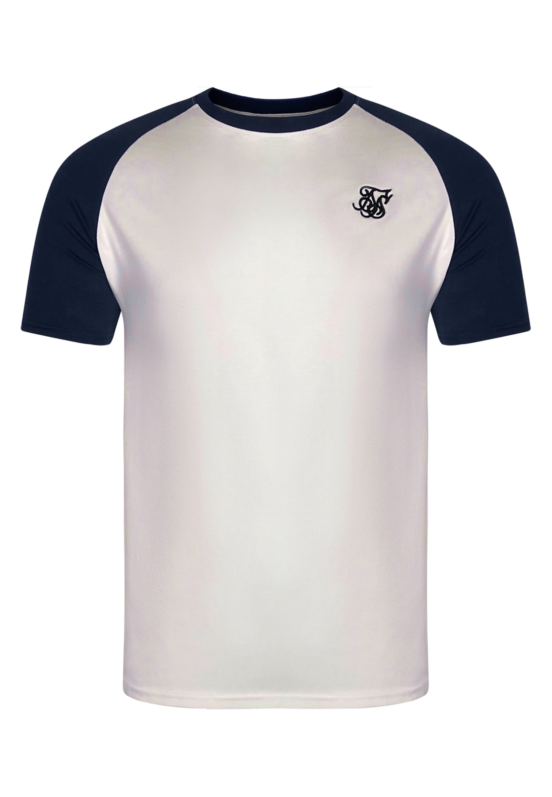 Raglan T-Shirt in White-Navy T-Shirts SikSilk