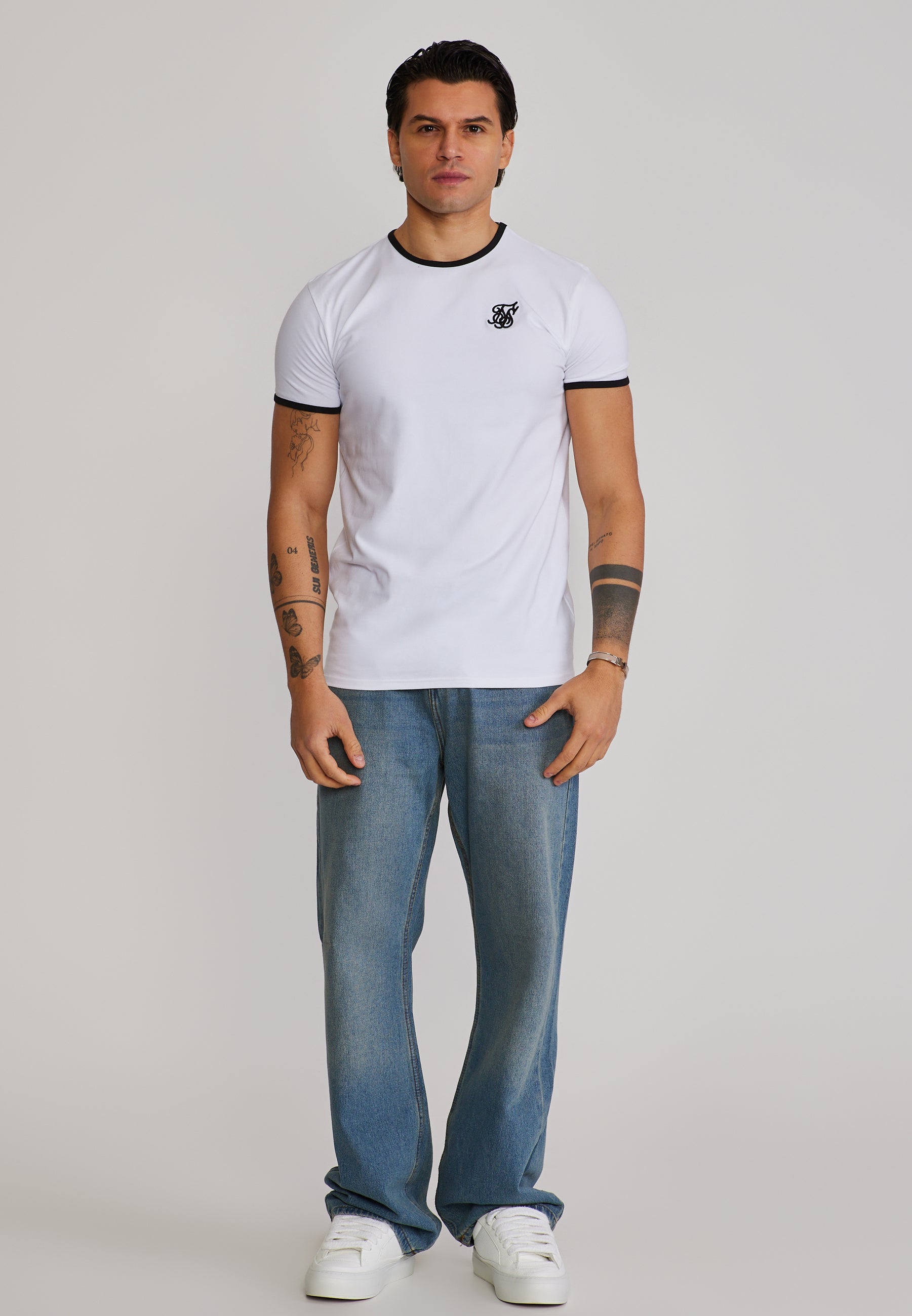 Ringer T-Shirt in White-Black T-Shirts SikSilk