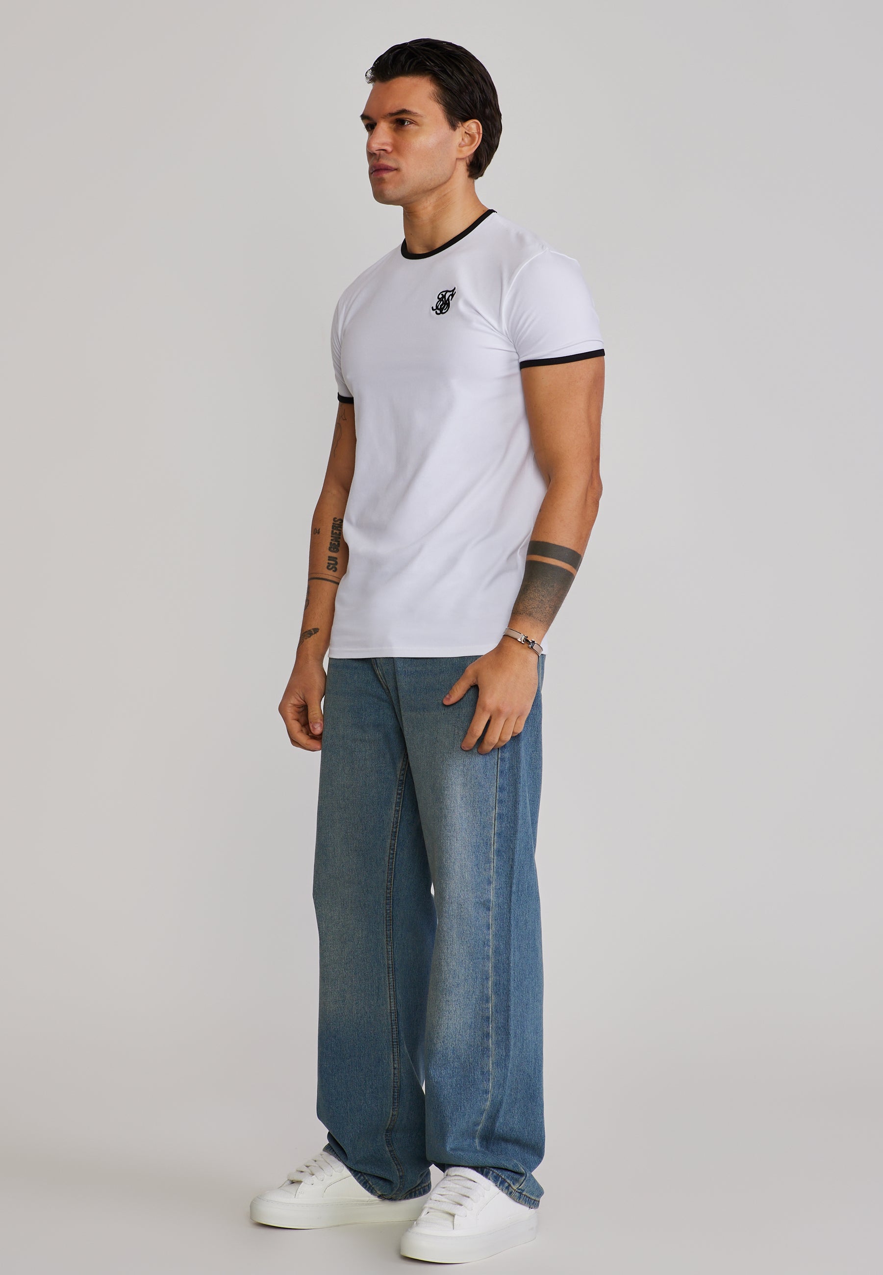 Ringer T-Shirt in White-Black T-Shirts SikSilk
