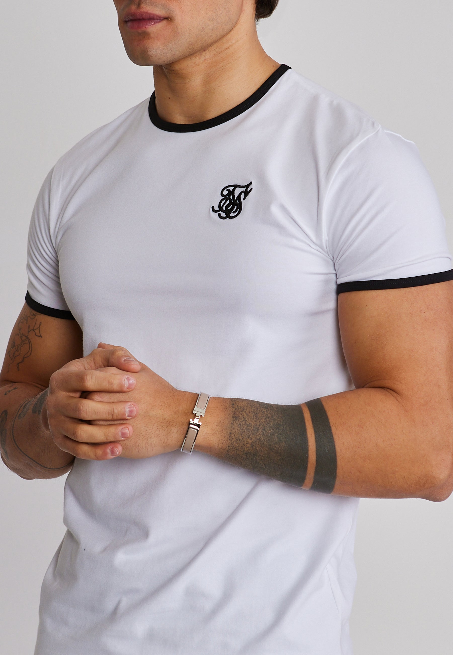 Ringer T-Shirt in White-Black T-Shirts SikSilk