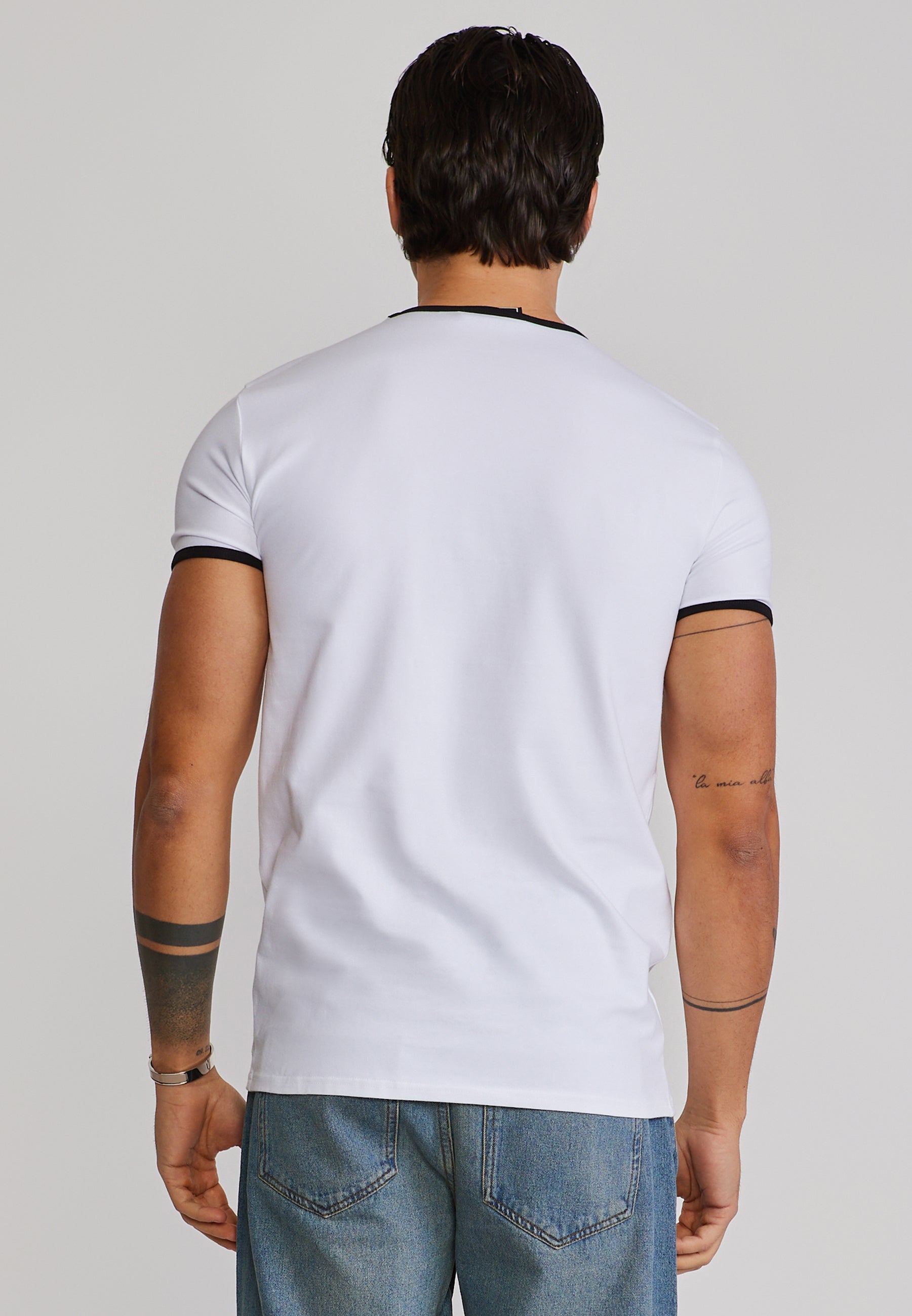 Ringer T-Shirt in White-Black T-Shirts SikSilk