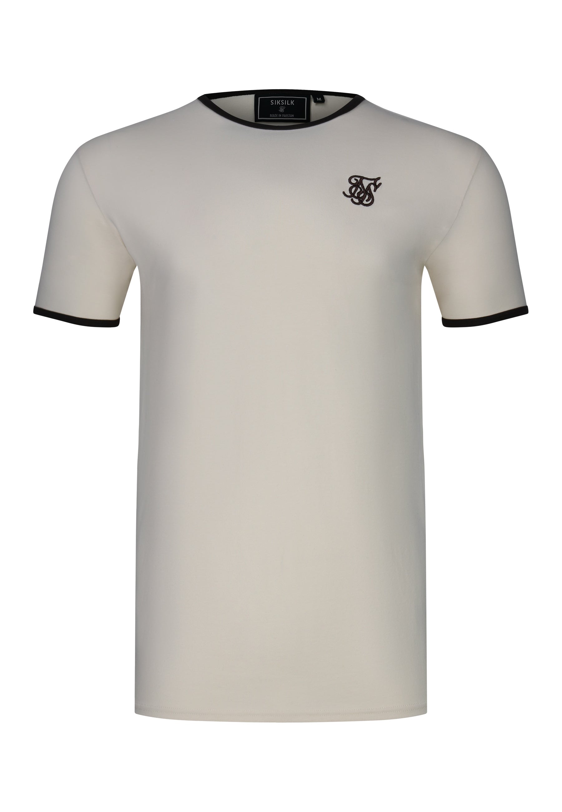 Ringer T-Shirt in Ecru-Brown T-Shirts SikSilk