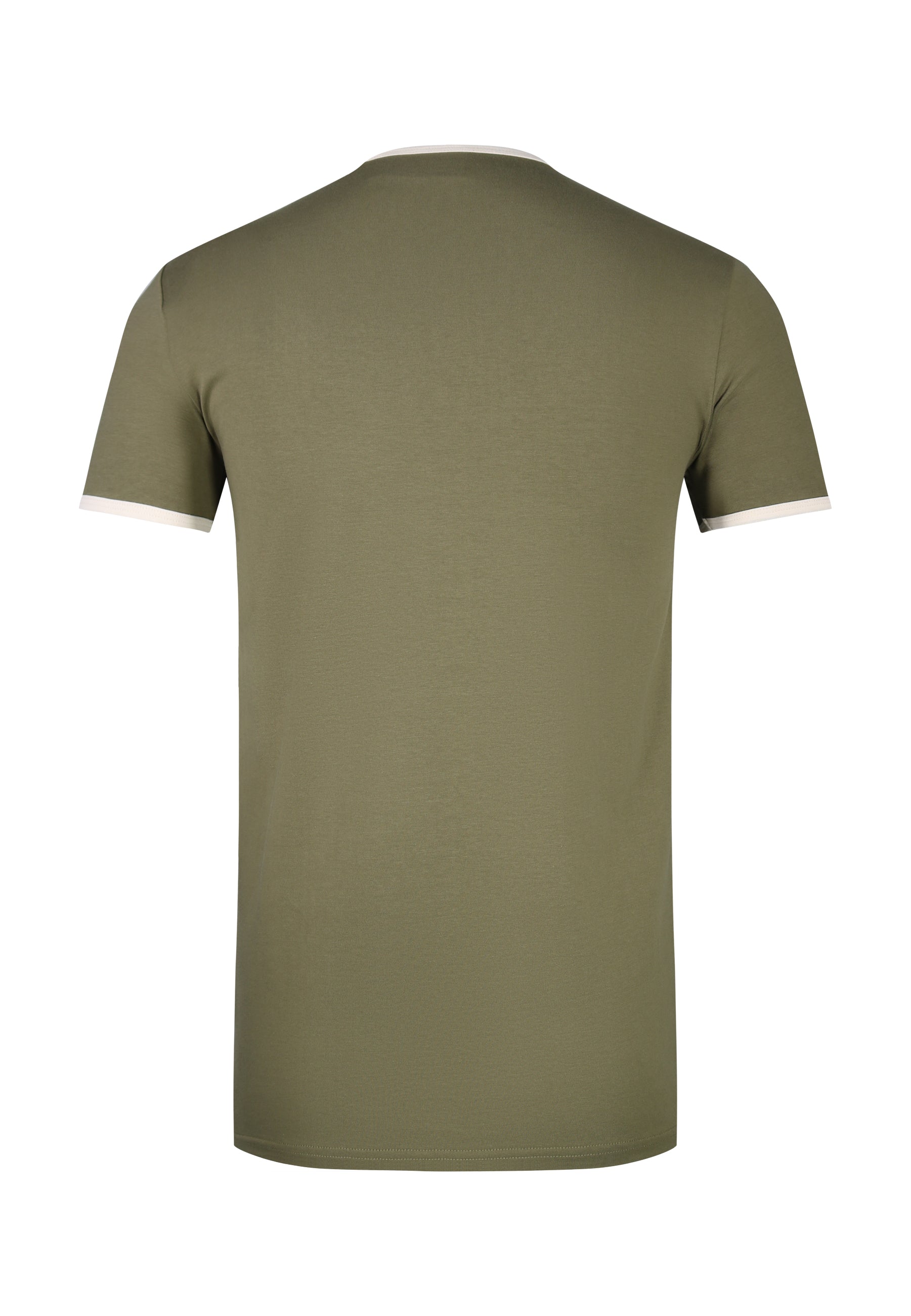 Ringer T-Shirt in Khaki Green-Ecru T-Shirts SikSilk