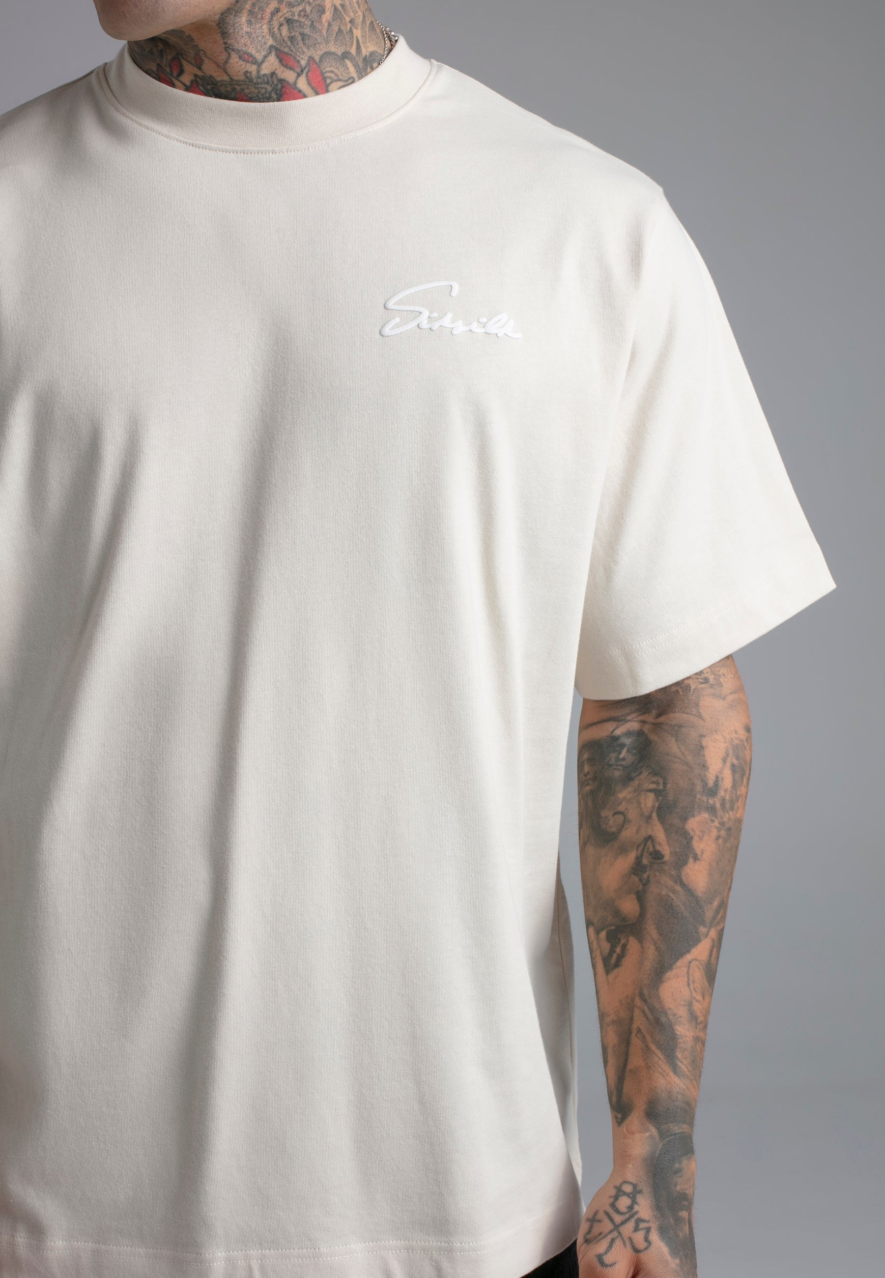 Script T-Shirt in Ecru T-Shirts SikSilk