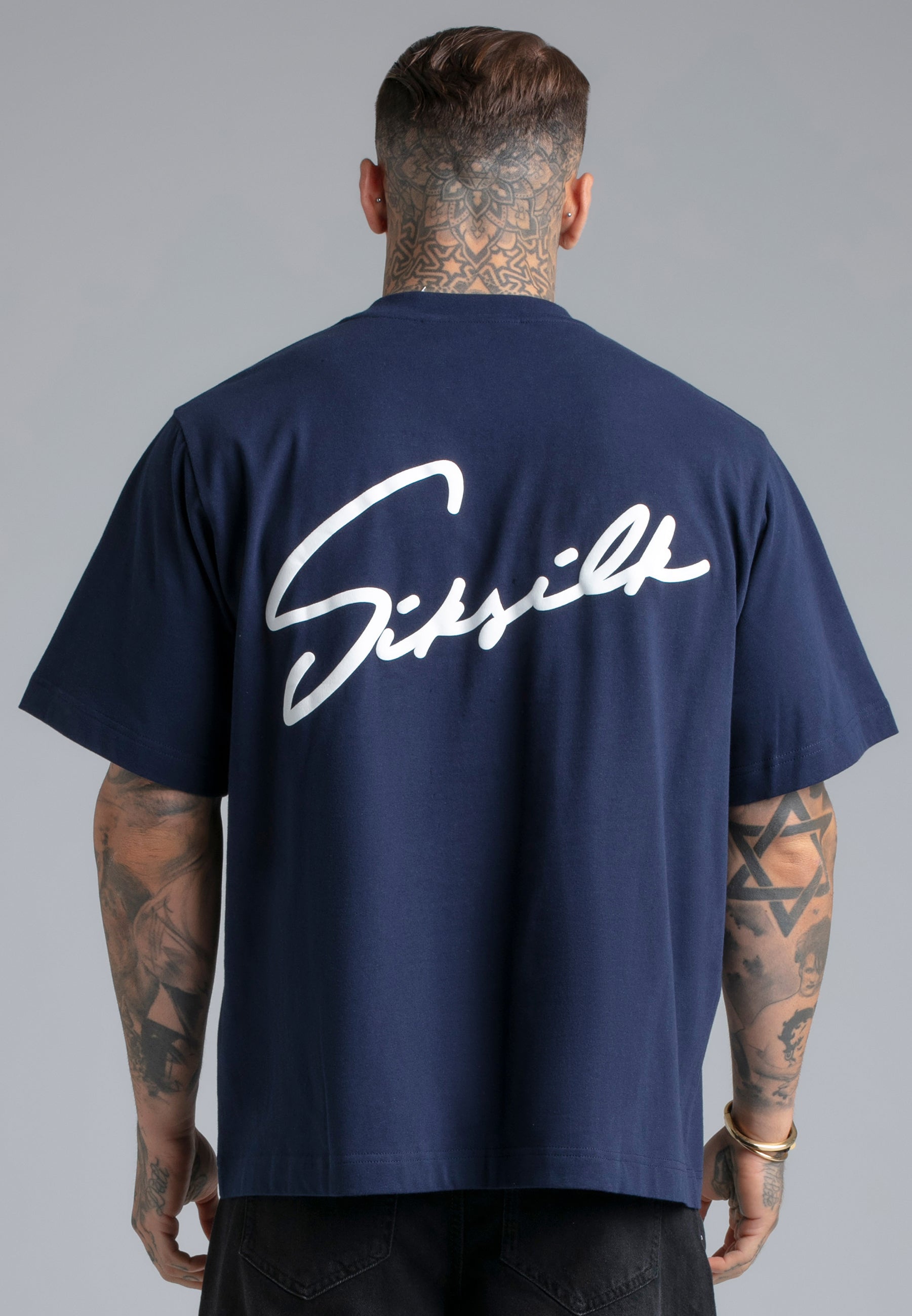 Script T-Shirt in Navy T-Shirts SikSilk