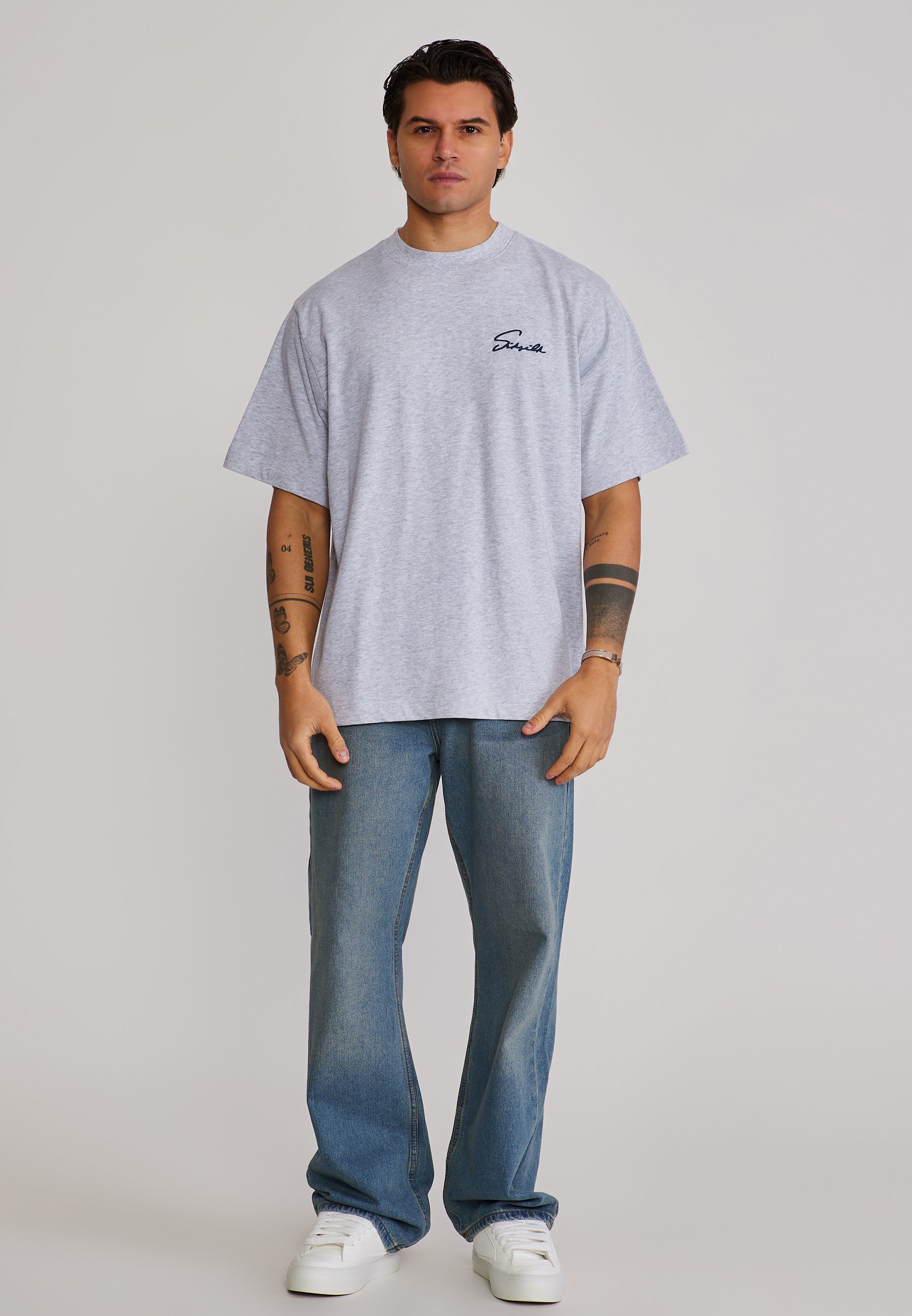 Script T-Shirt in Grey Marl T-Shirts SikSilk