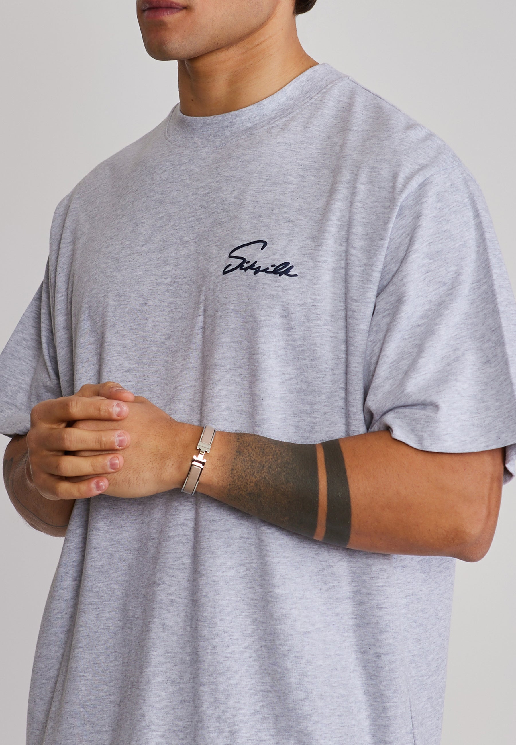 Script T-Shirt in Grey Marl T-Shirts SikSilk