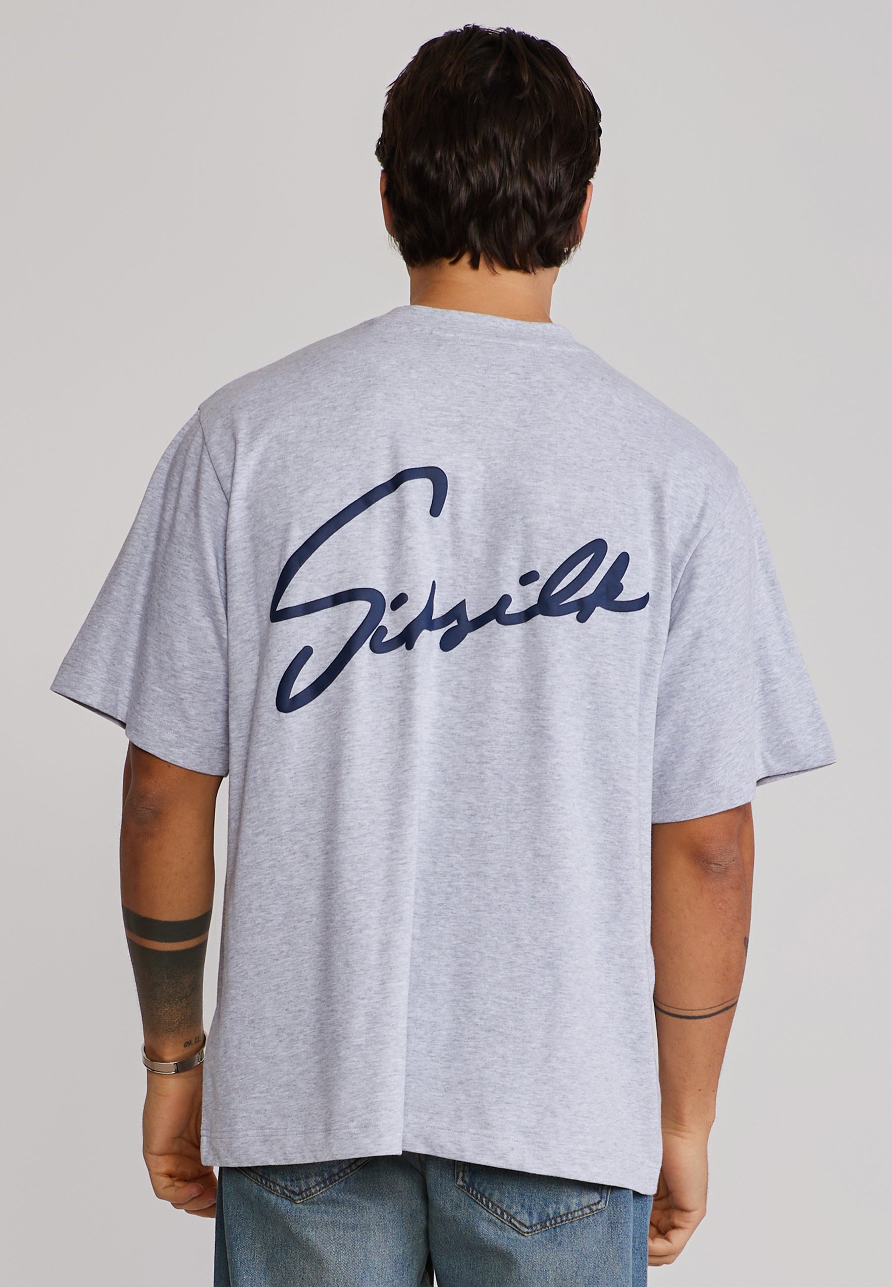 Script T-Shirt in Grey Marl T-Shirts SikSilk