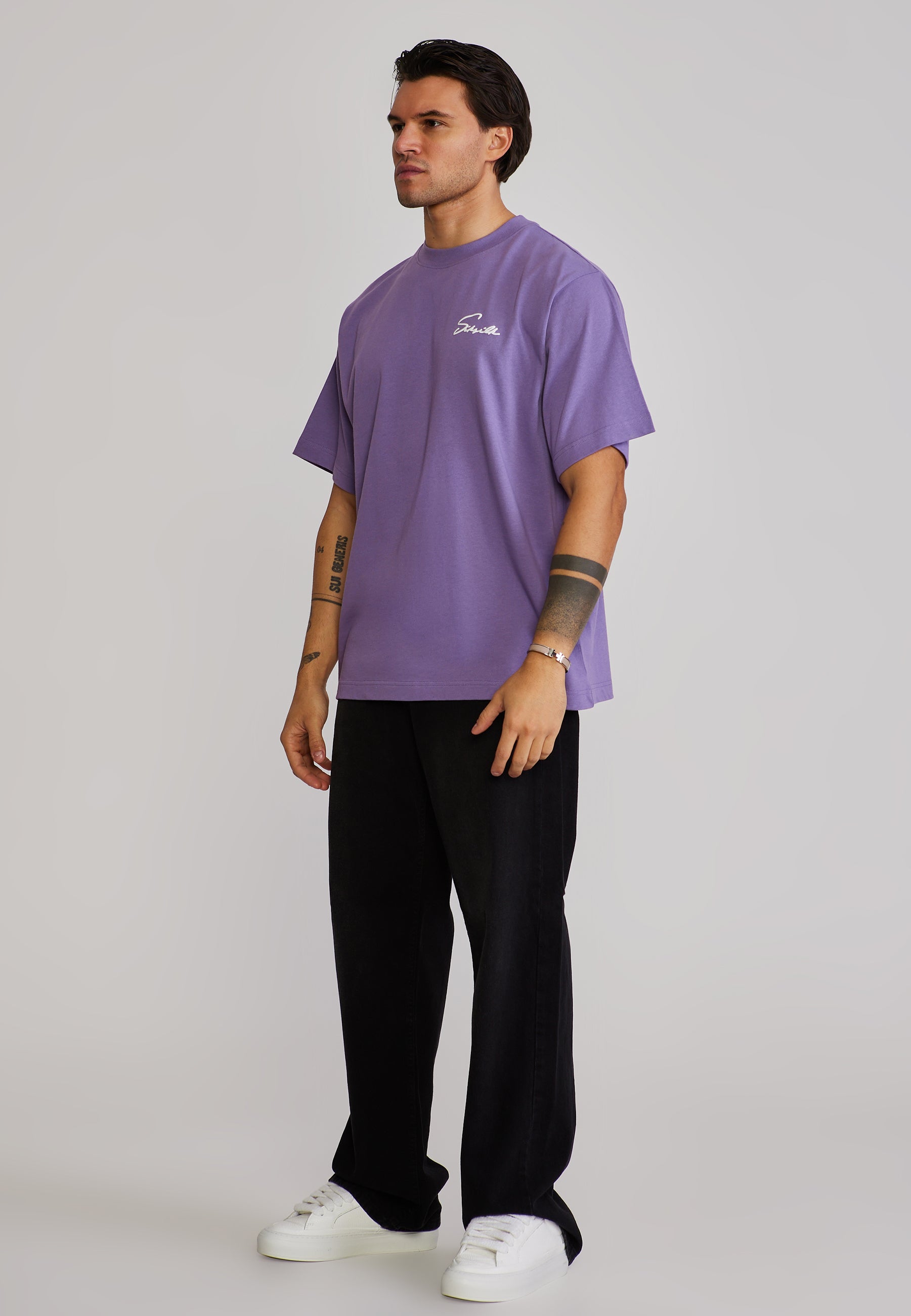 Script T-Shirt in Purple T-Shirts SikSilk
