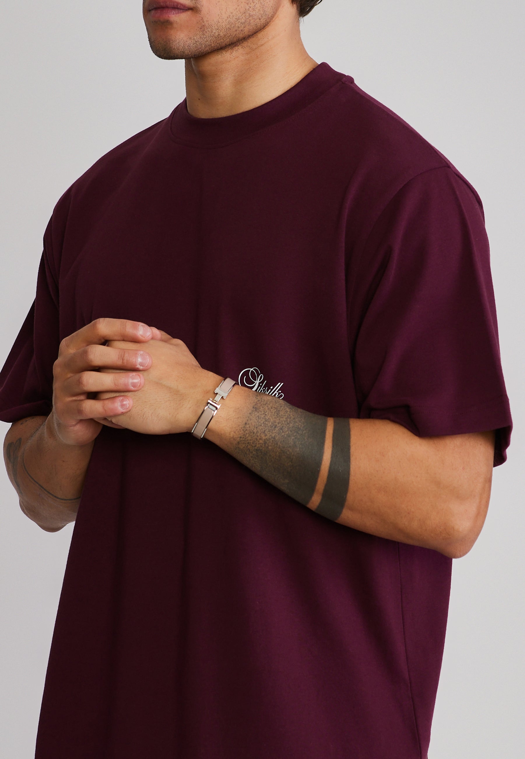 Oversized T-Shirt in Burgundy T-Shirts SikSilk