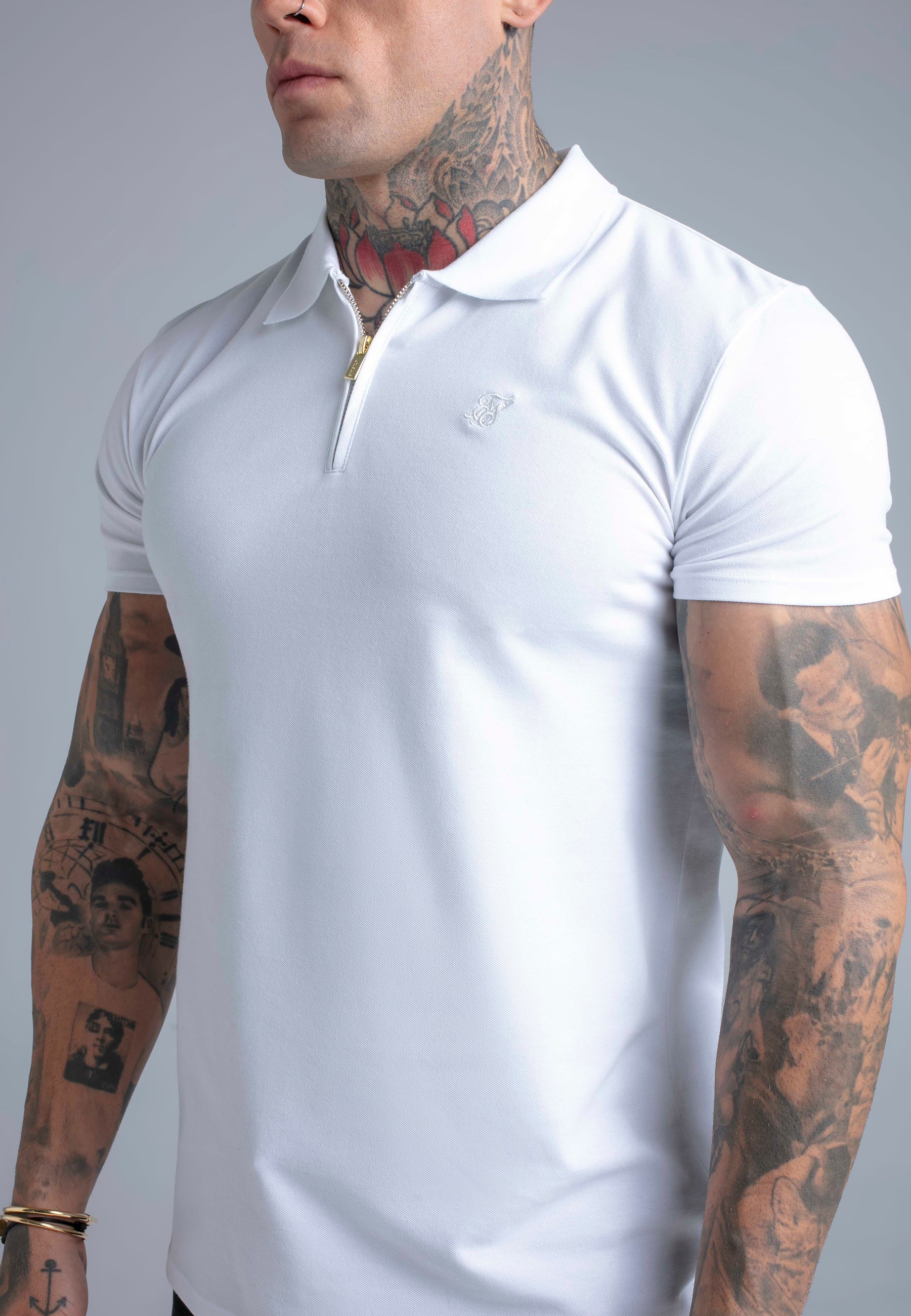 T-shirt polo Zip en blanc T-shirts SikSilk