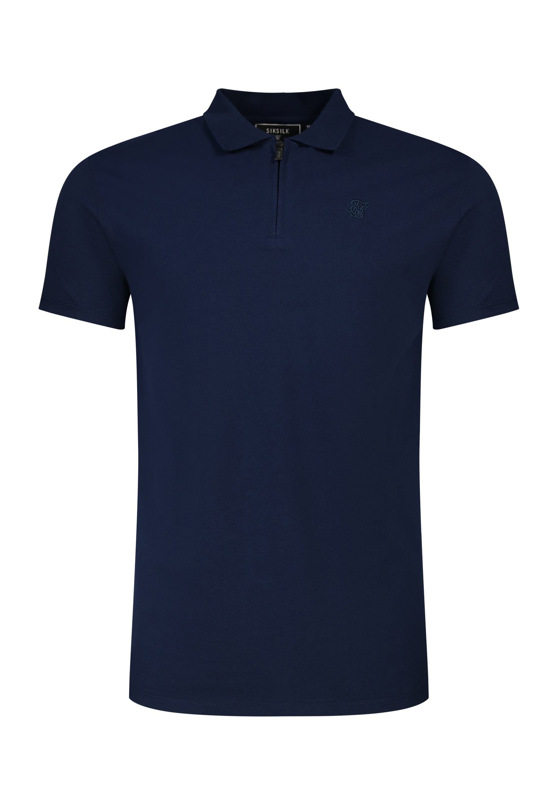 Zip Polo T-Shirt in Navy T-Shirts SikSilk