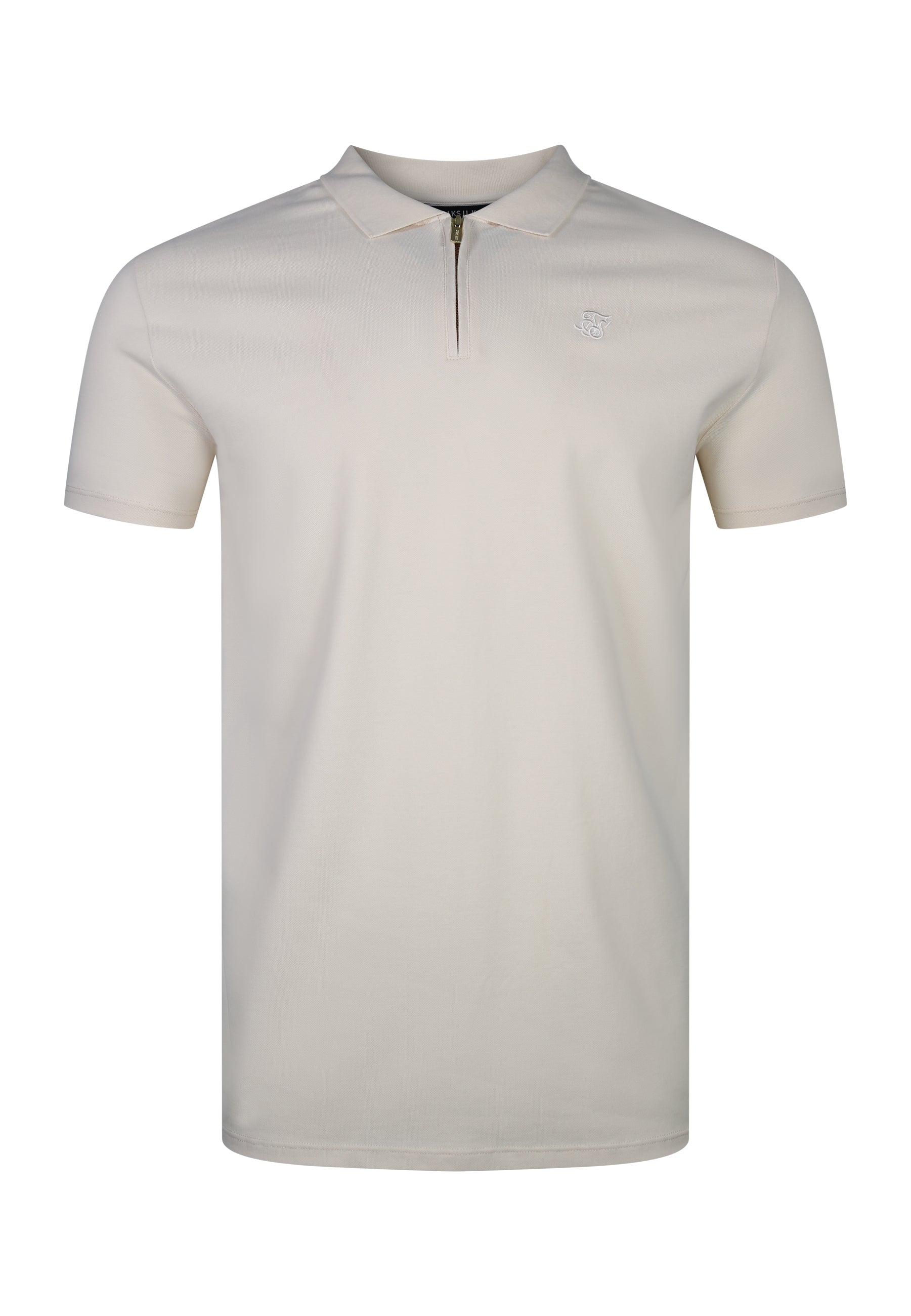 Zip Polo T-Shirt in Ecru T-Shirts SikSilk