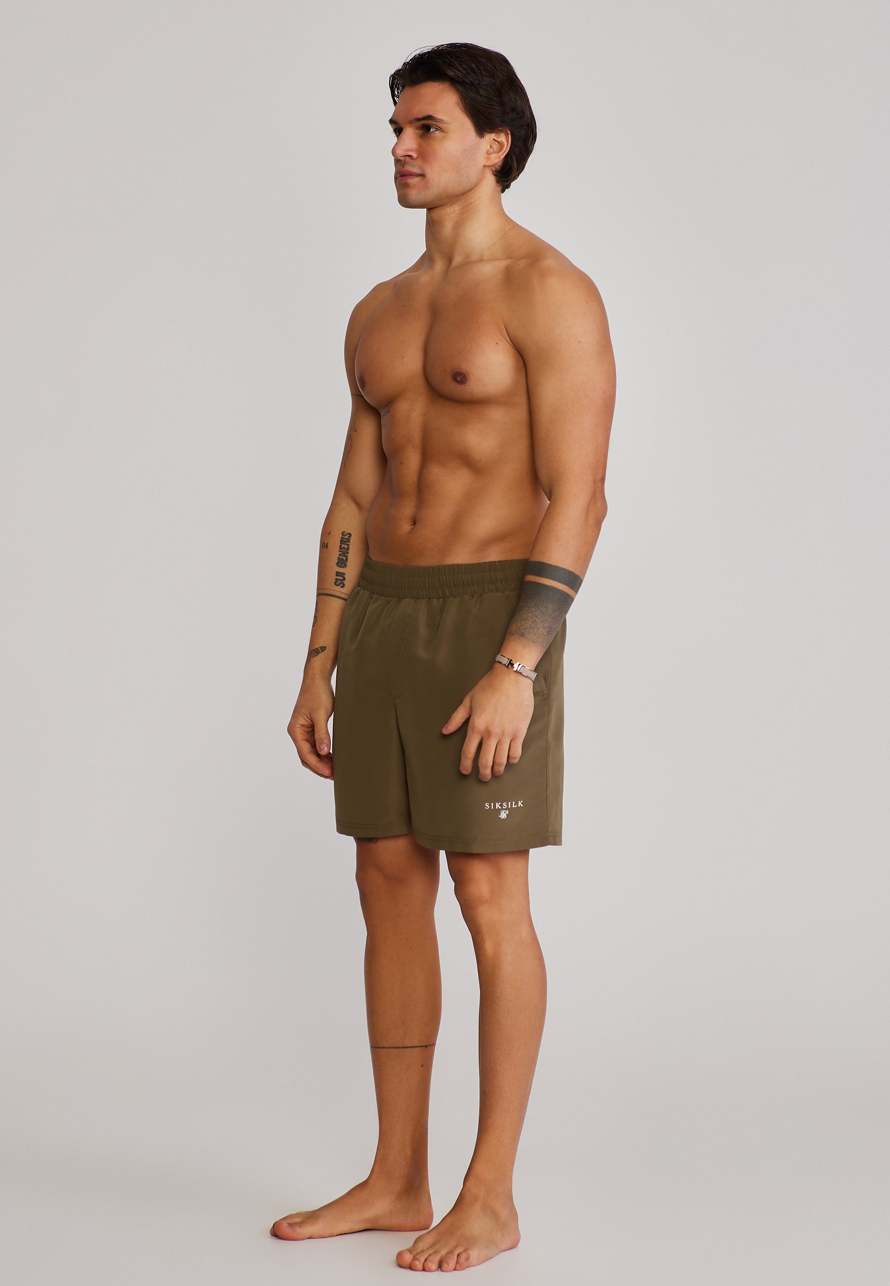 Swim Shorts in Khaki Green Badehosen SikSilk