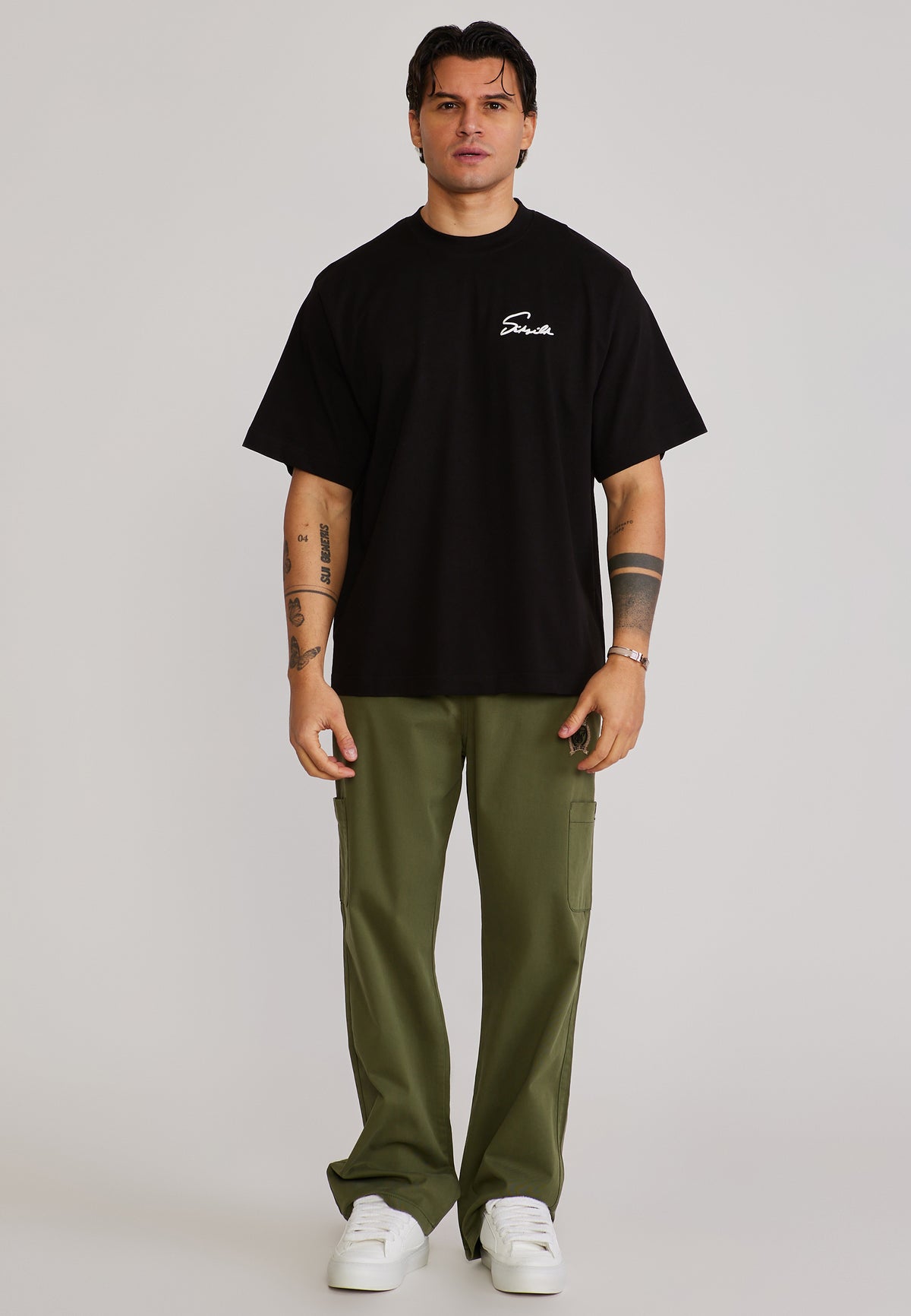 Cargohose Baggy Cargos in Khaki Green Hosen SikSilk