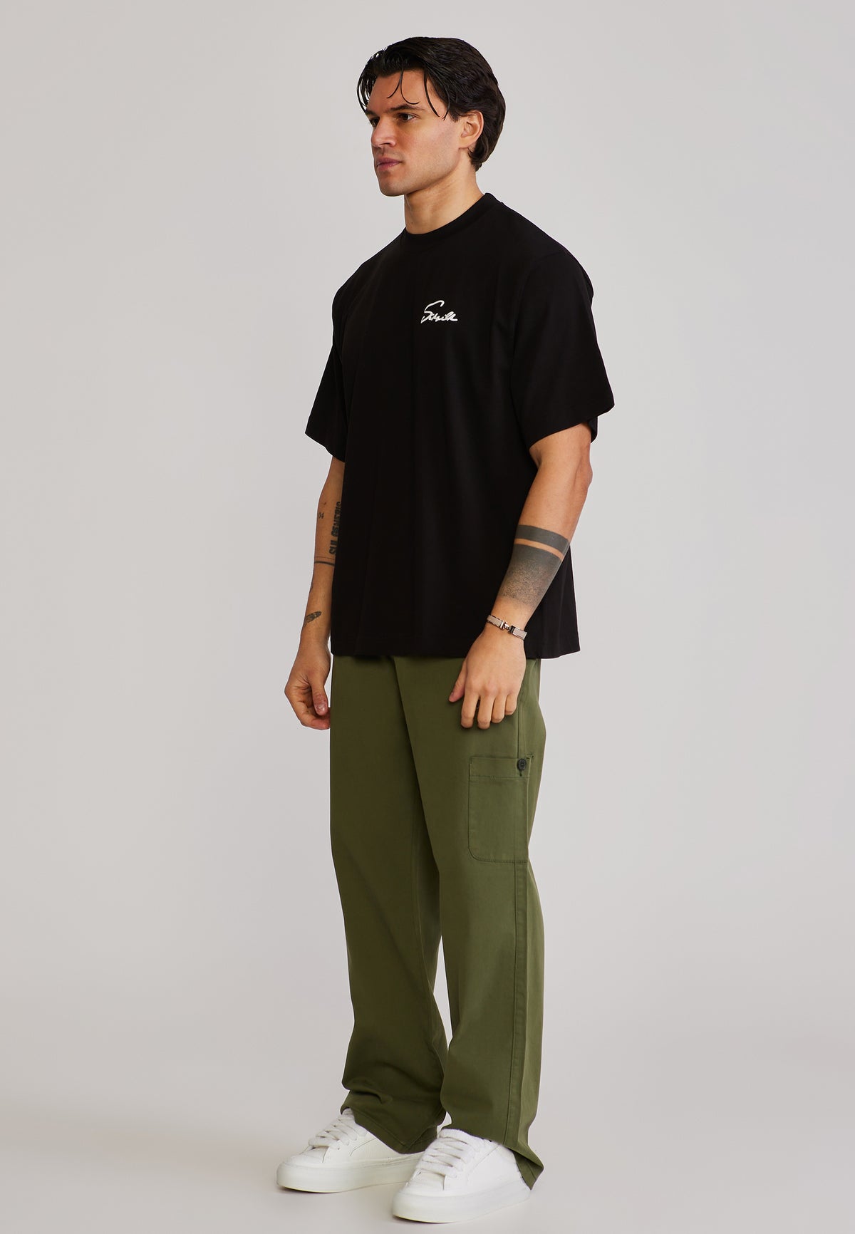 Cargohose Baggy Cargos in Khaki Green Hosen SikSilk