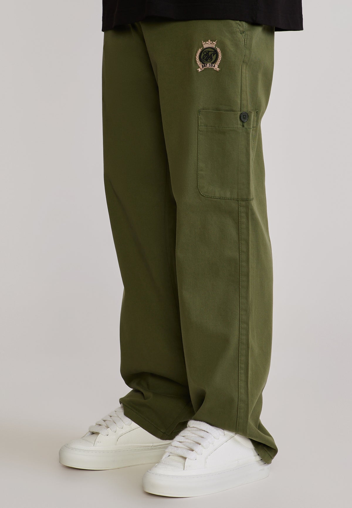 Cargohose Baggy Cargos in Khaki Green Hosen SikSilk