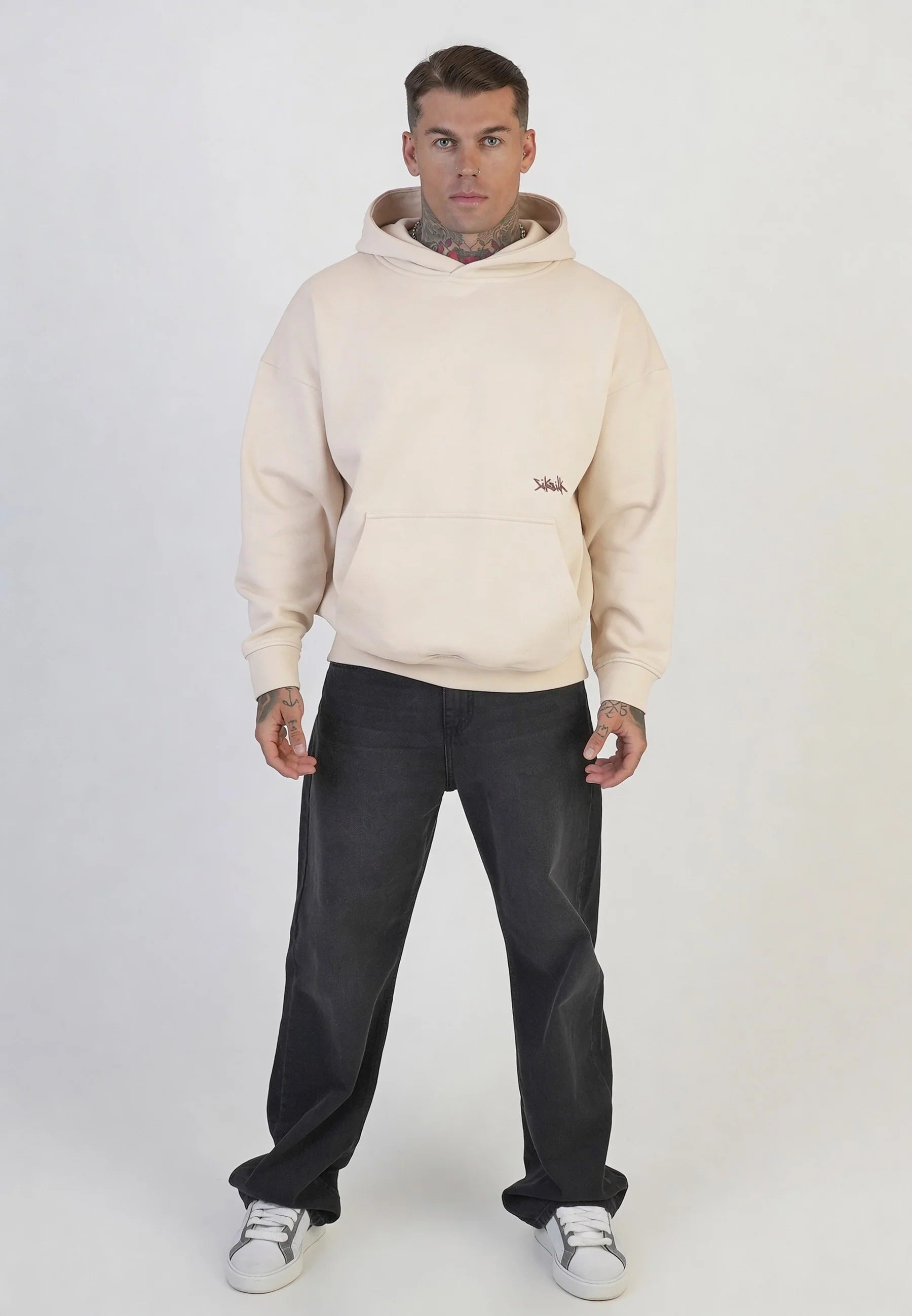 Graphic Hoodie in Ecru Kapuzenpullover SikSilk