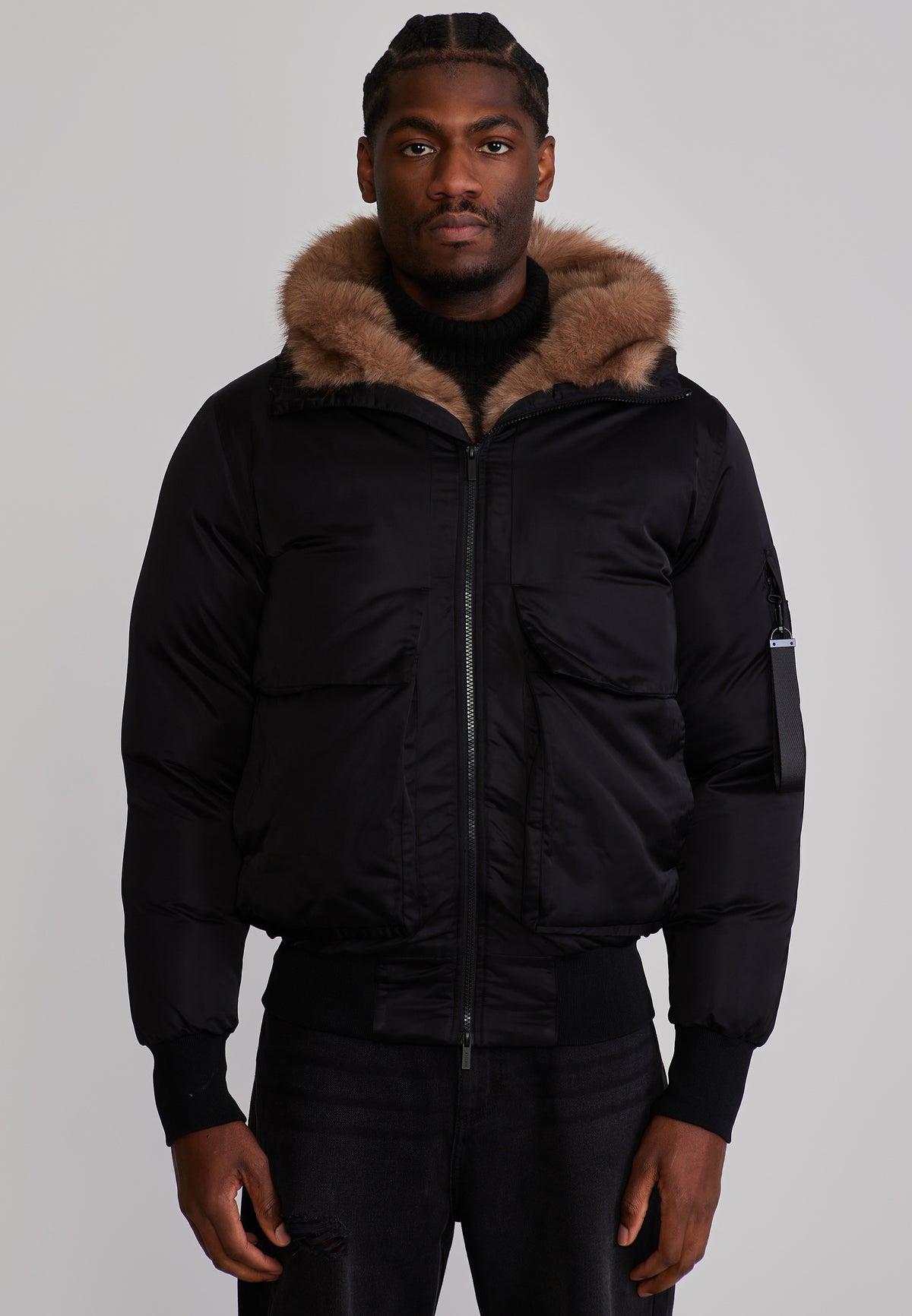 Winterjacke Hooded Bomber in Black Jacken SikSilk