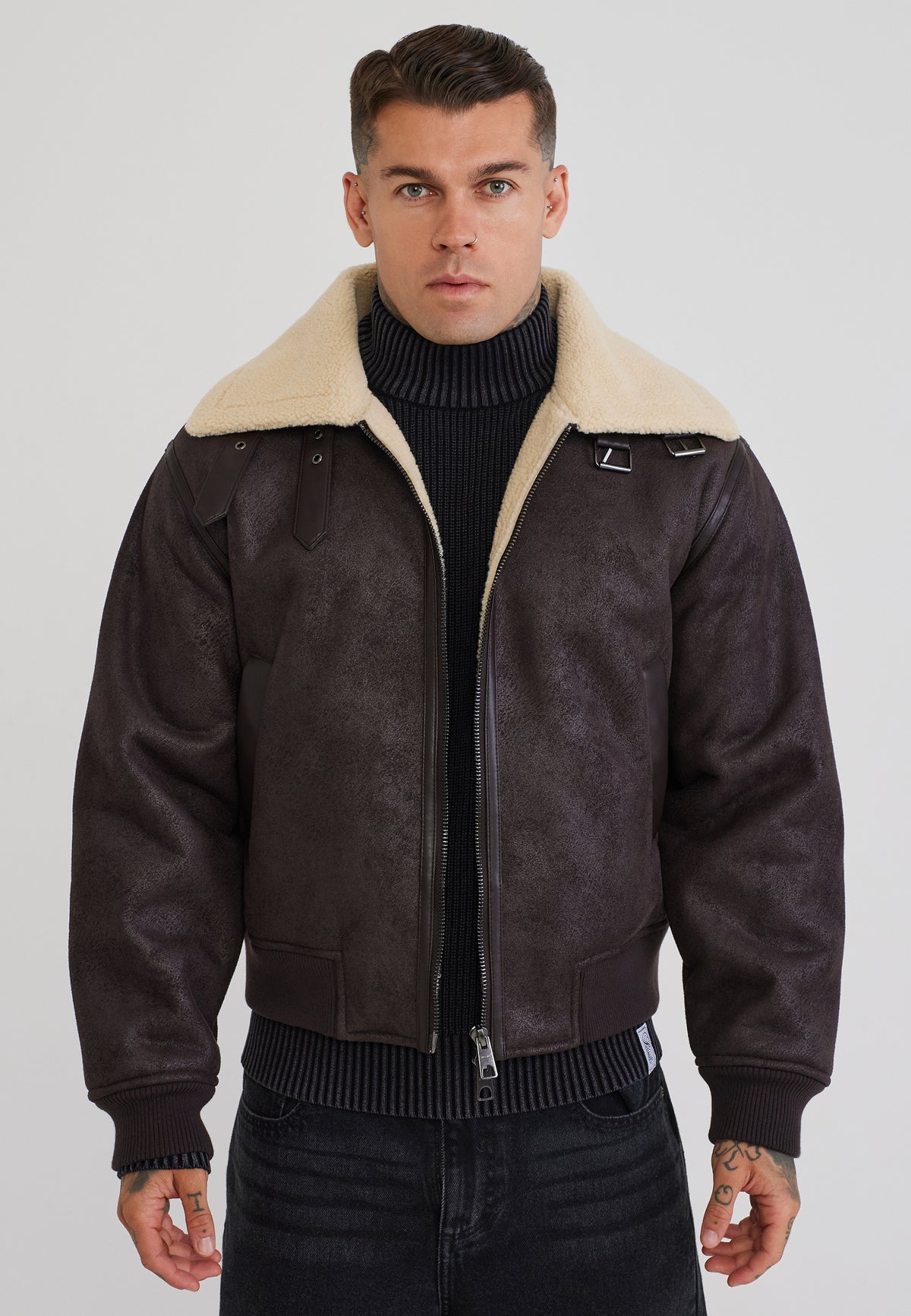 Jacke Aviator Bomber in Brown Jacken SikSilk