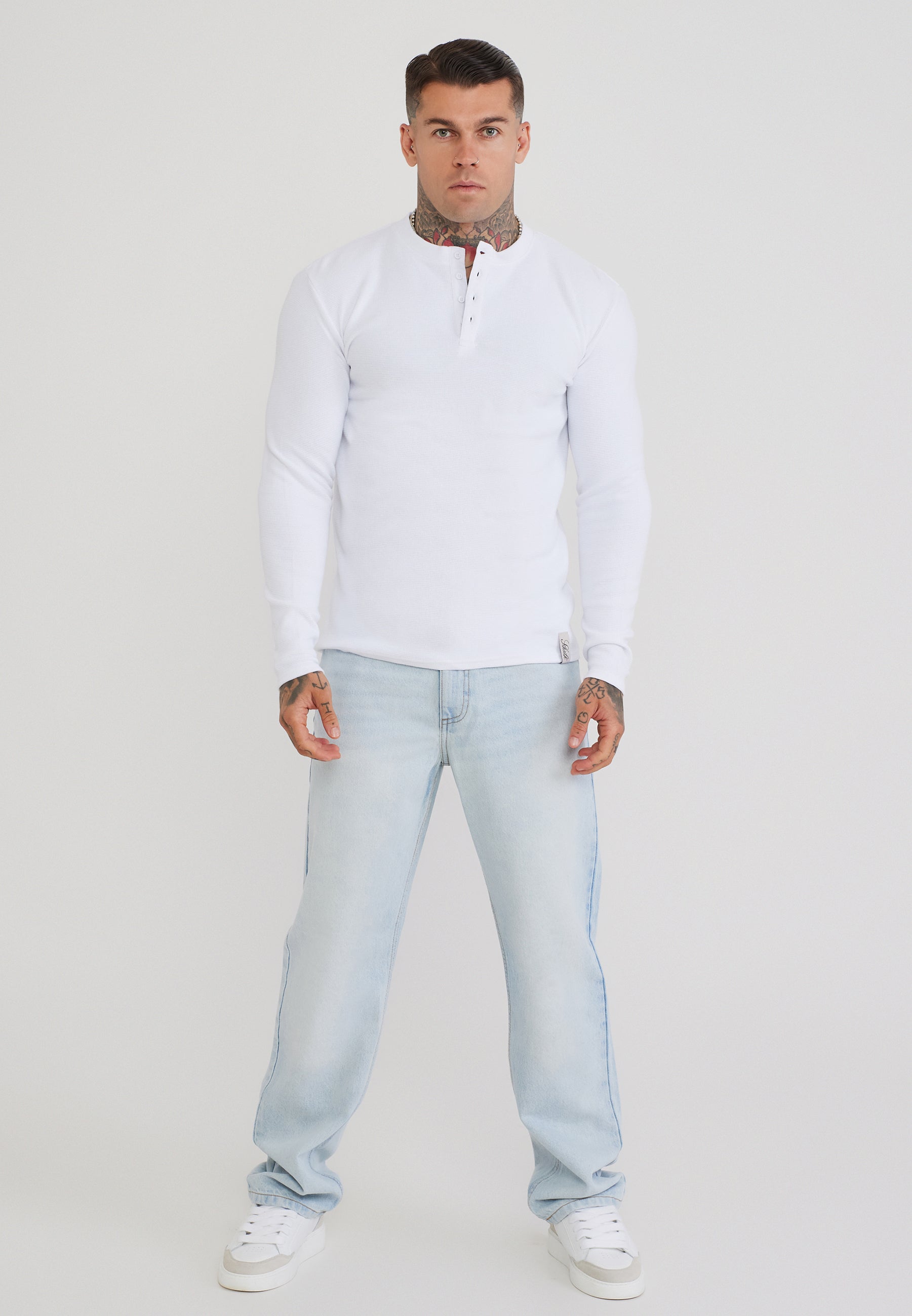 T-Shirt Henley in White T-Shirts SikSilk