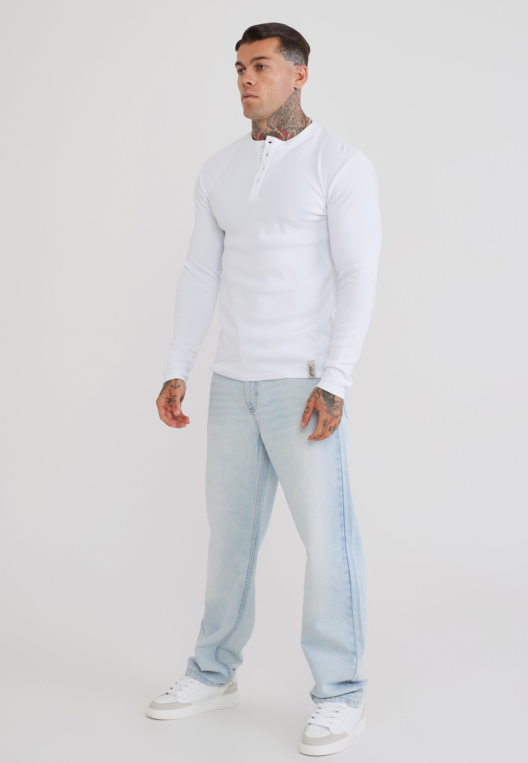 T-Shirt Henley in White T-Shirts SikSilk