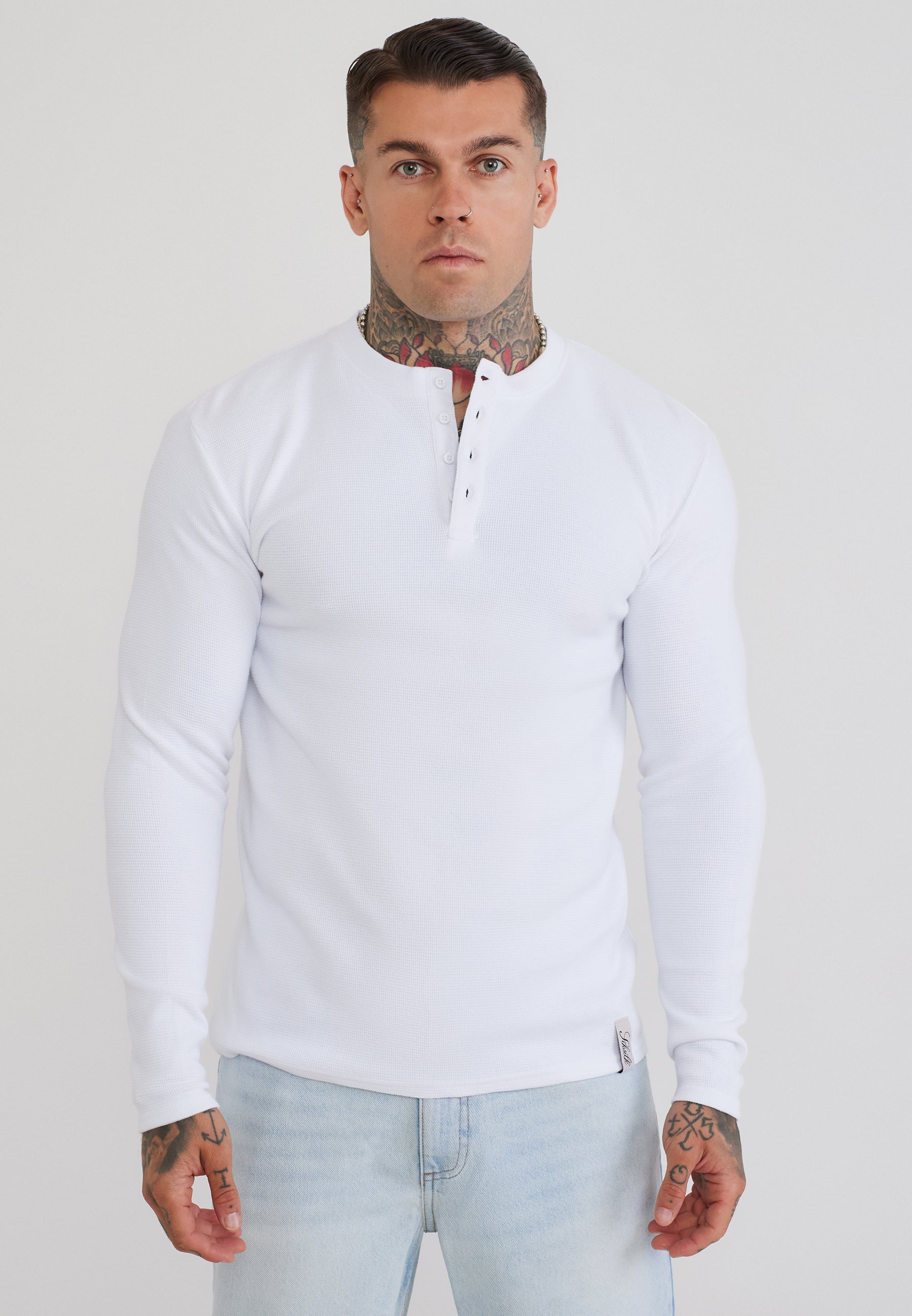 T-Shirt Henley in White T-Shirts SikSilk